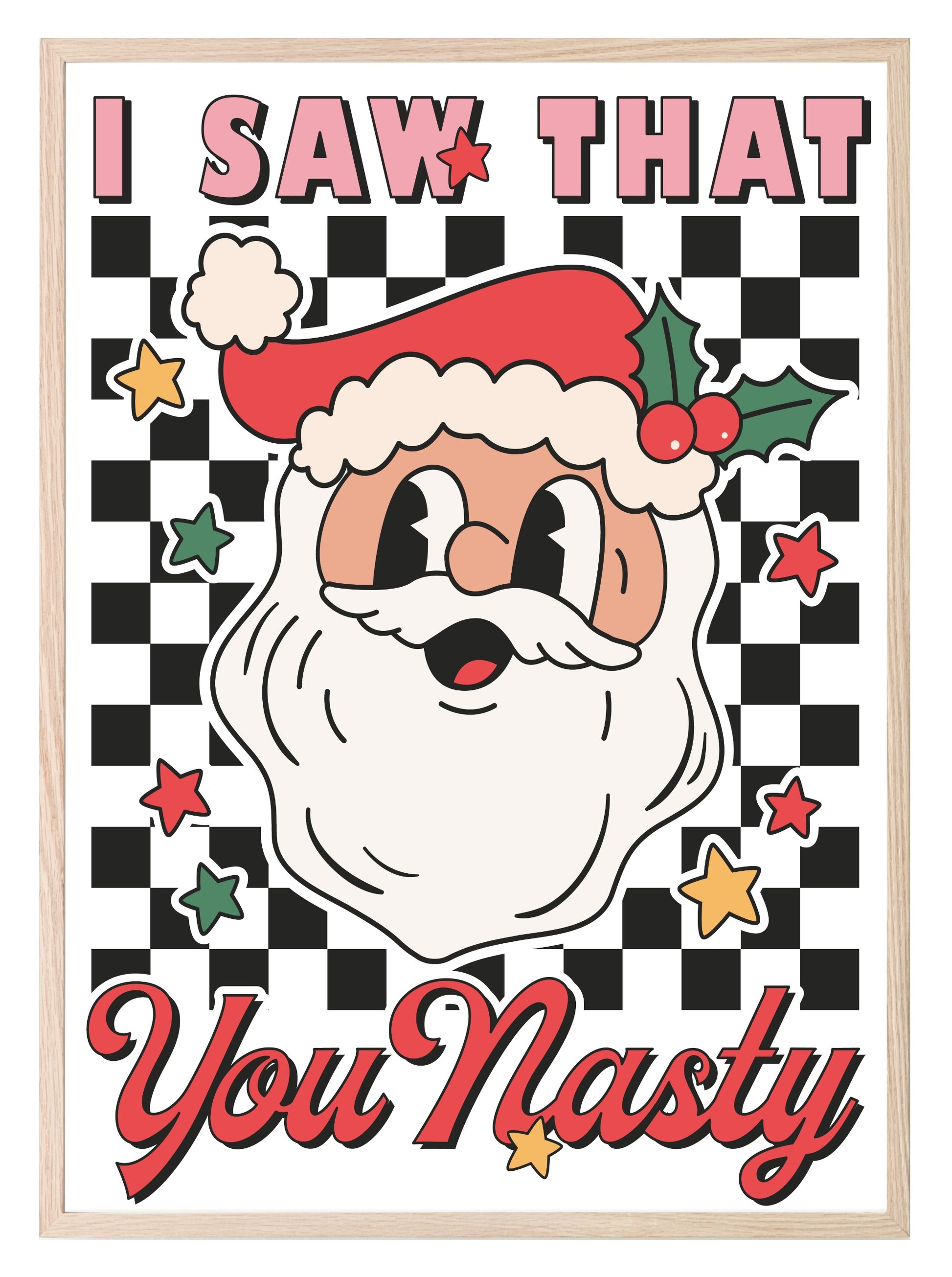 Sarcastic Santa Print | Fun Retro Christmas Wall Art