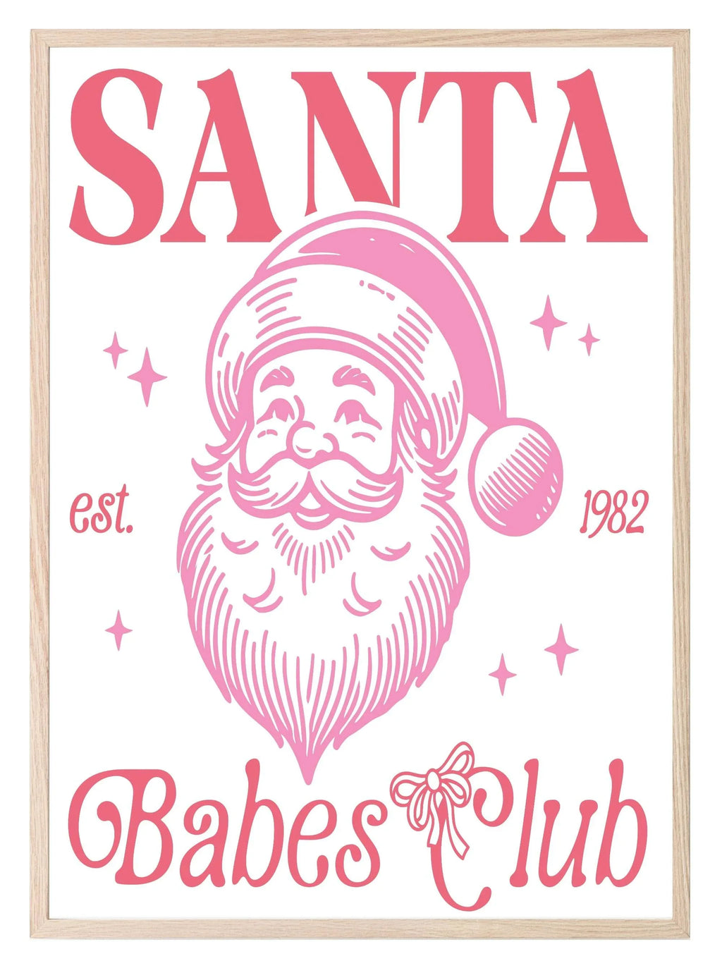 Santa Babes Club Print | Fun Coquette Christmas Wall Art - Larosier Prints