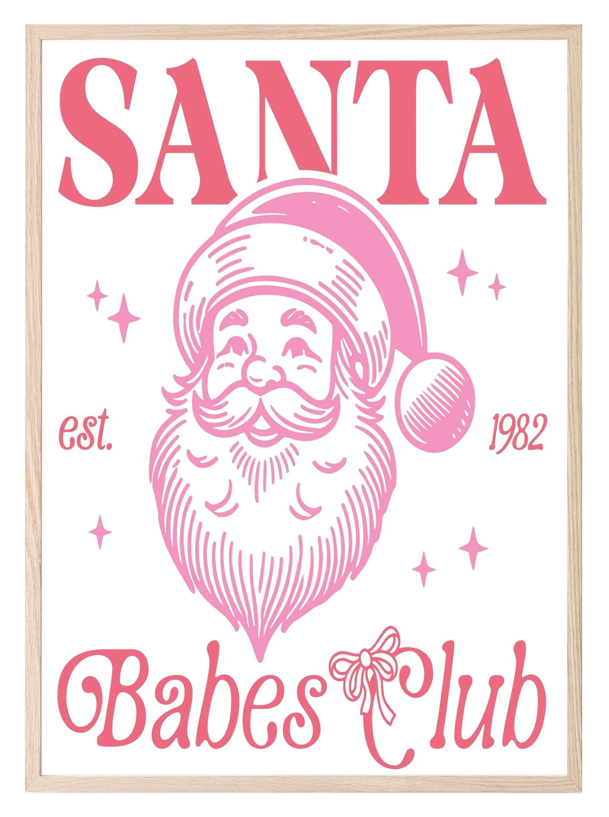 Santa Babes Club Print | Fun Coquette Christmas Wall Art - Larosier Prints