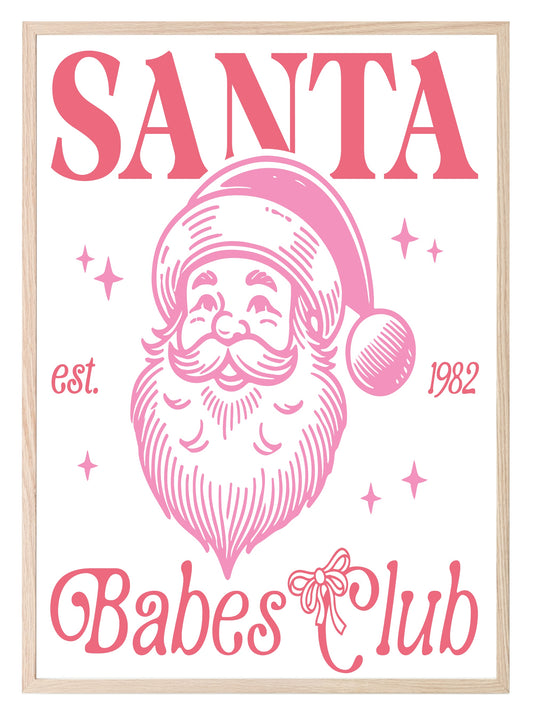 Santa Babes Club Print | Fun Coquette Christmas Wall Art