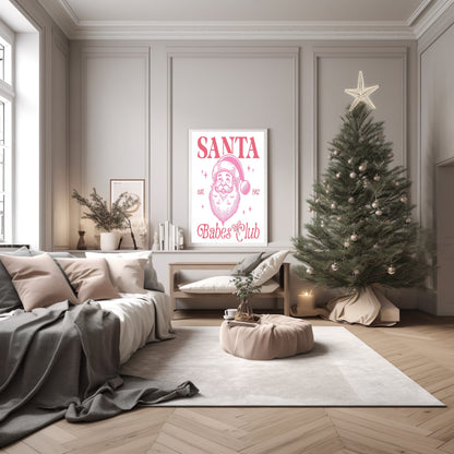 Santa Babes Club Print | Fun Coquette Christmas Wall Art