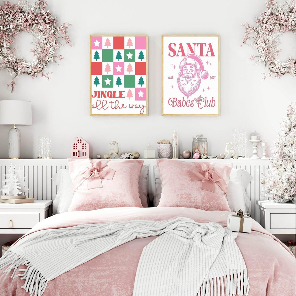 Santa Babes Club Print | Fun Coquette Christmas Wall Art - Larosier Prints
