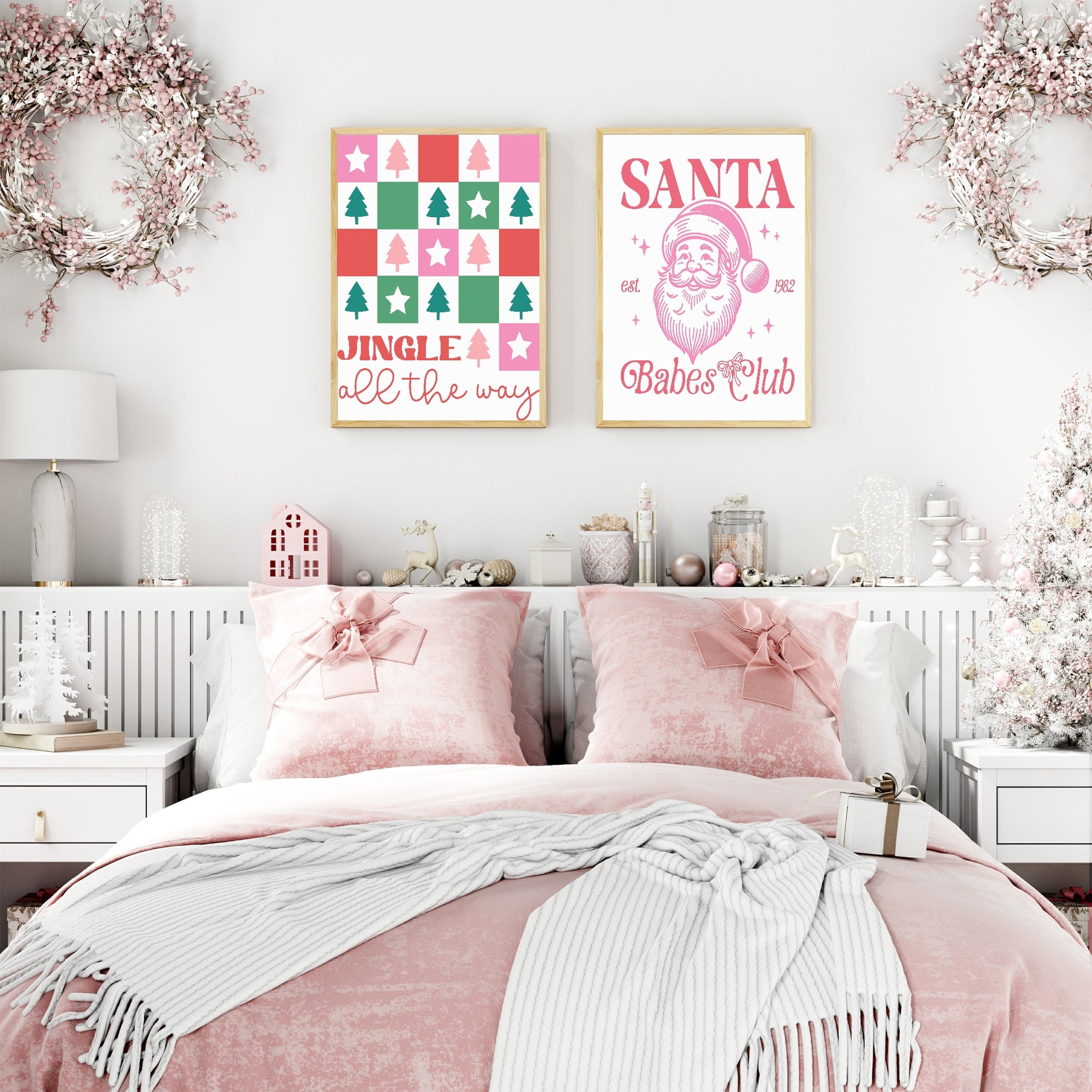 Santa Babes Club Print | Fun Coquette Christmas Wall Art