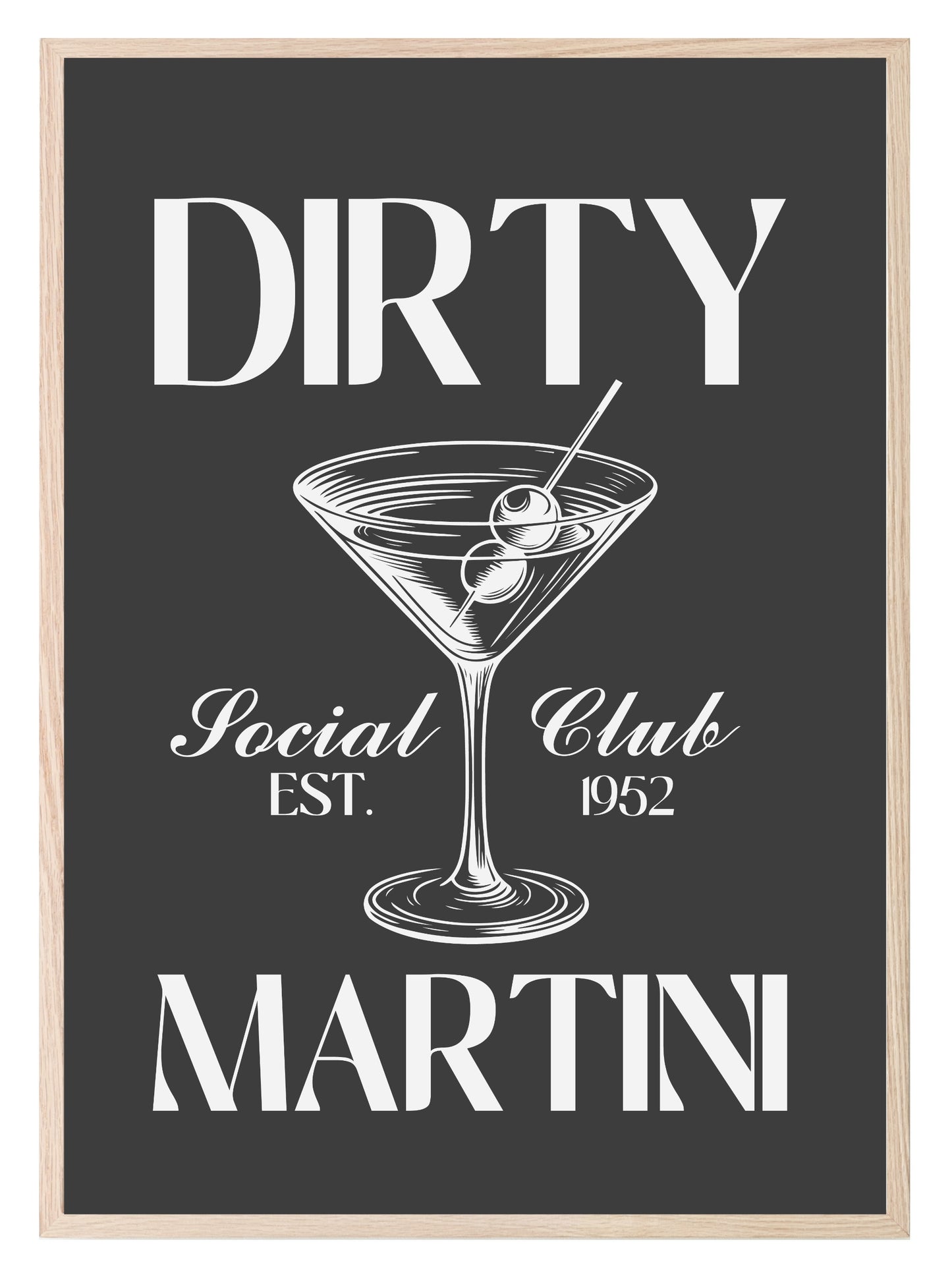 Dirty Martini Print | Cocktail Wall Art Black