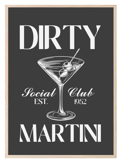 Dirty Martini Print | Cocktail Wall Art Black