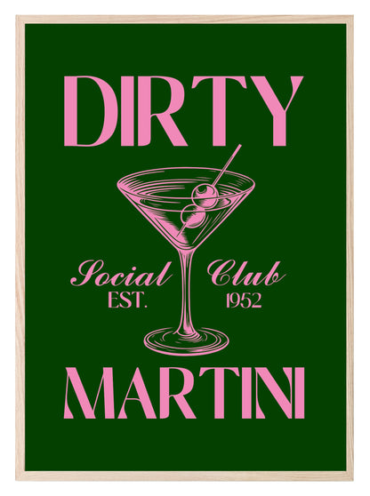 Dirty Martini Print | Cocktail Wall Art Green