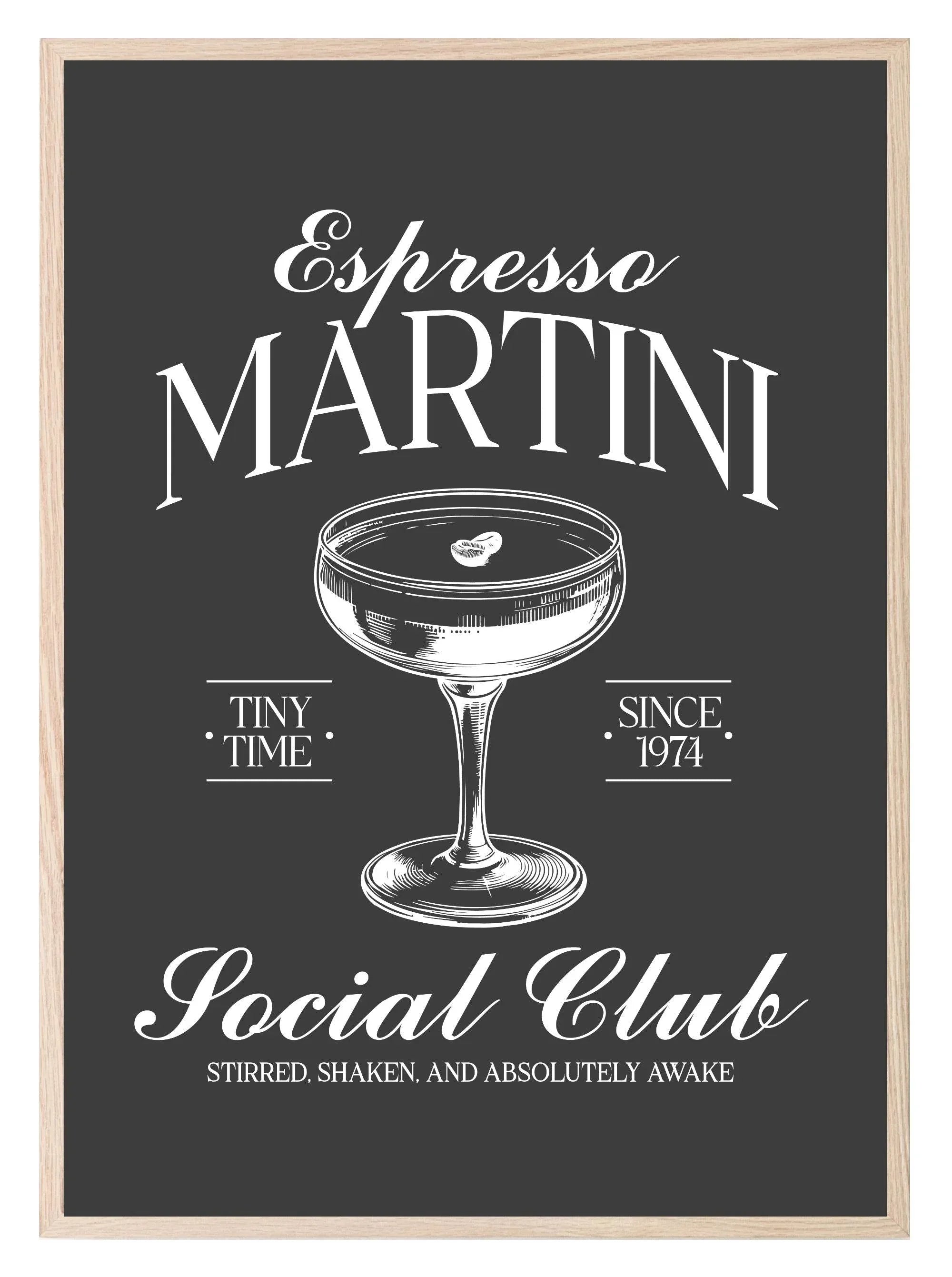 Espresso Martini Social Club Print | Stirred Shaked And Absolutely Awake | Cocktail Wall Art - Larosier Prints