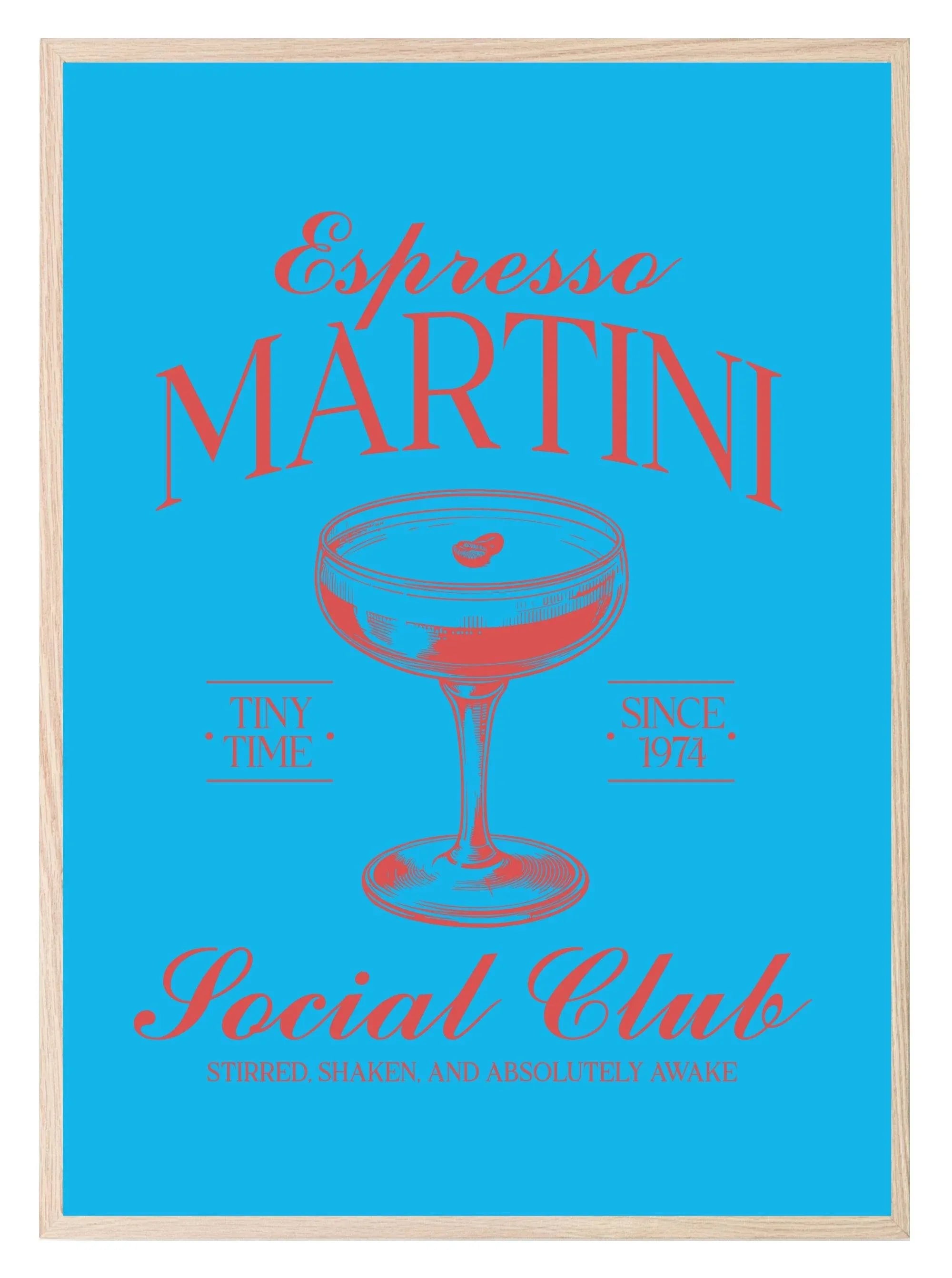 Espresso Martini Social Club Print | Stirred Shaked And Absolutely Awake | Cocktail Wall Art - Larosier Prints