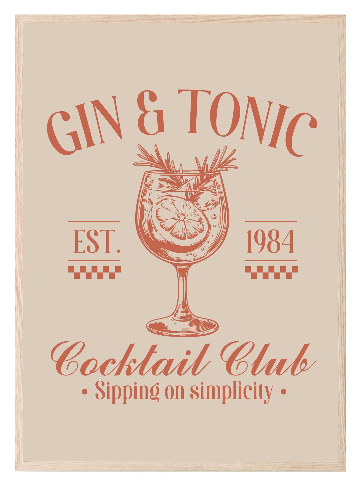 Gin & Tonic Cocktail Club Print | Sipping On Simplicity | Cocktail Wall Art Beige