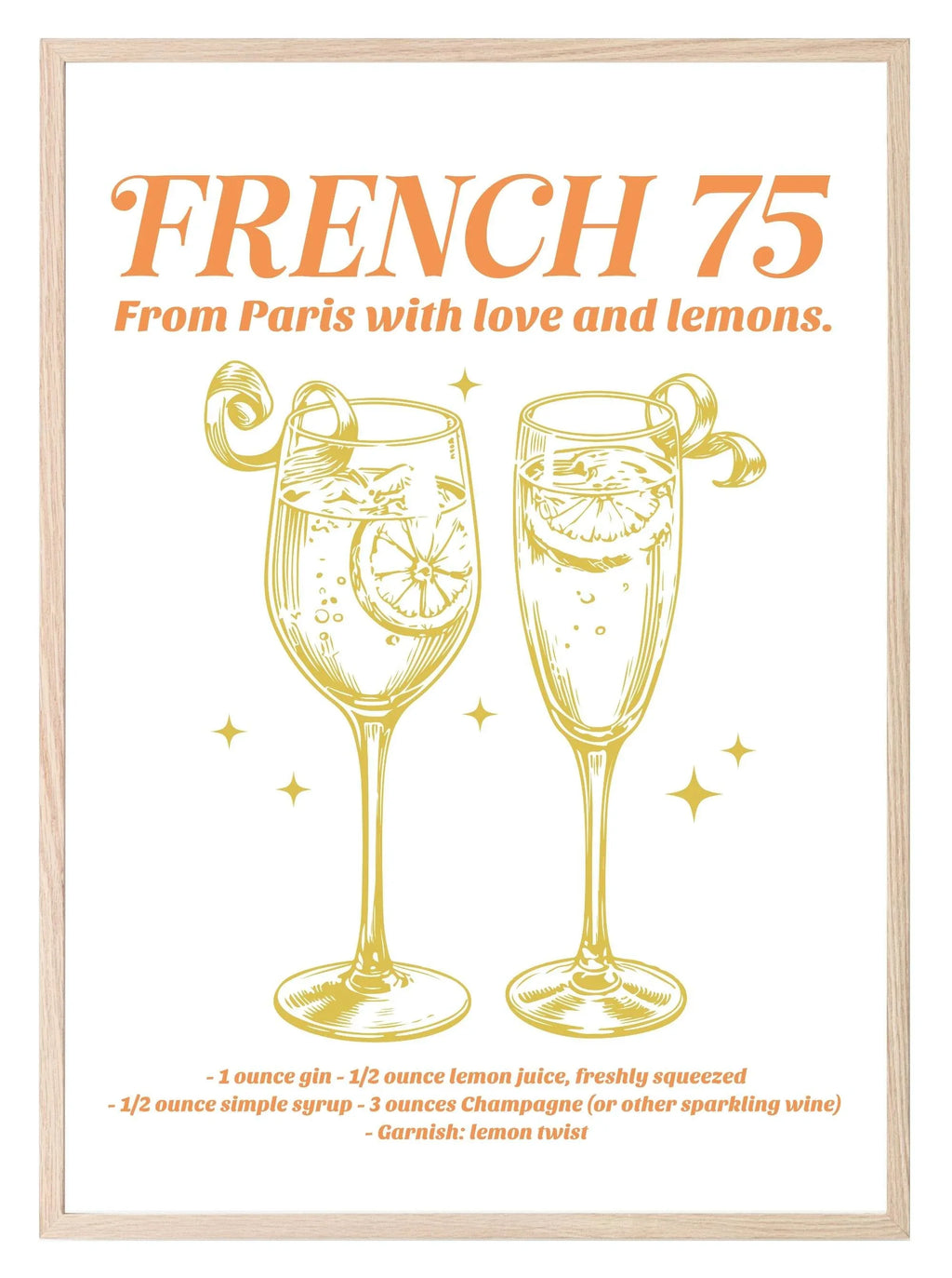 French 75 From Paris With Love And Lemons Print | Cocktail Wall Art - Larosier Prints
