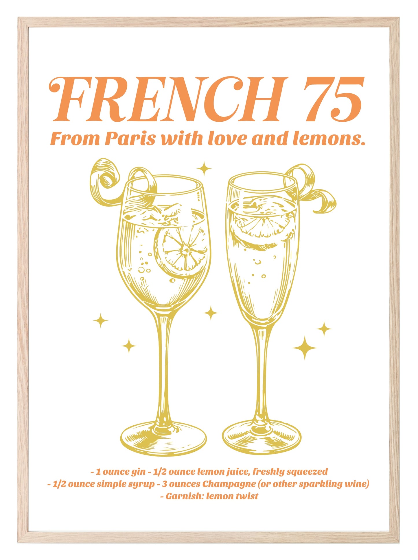 French 75 From Paris With Love And Lemons Print | Cocktail Wall Art