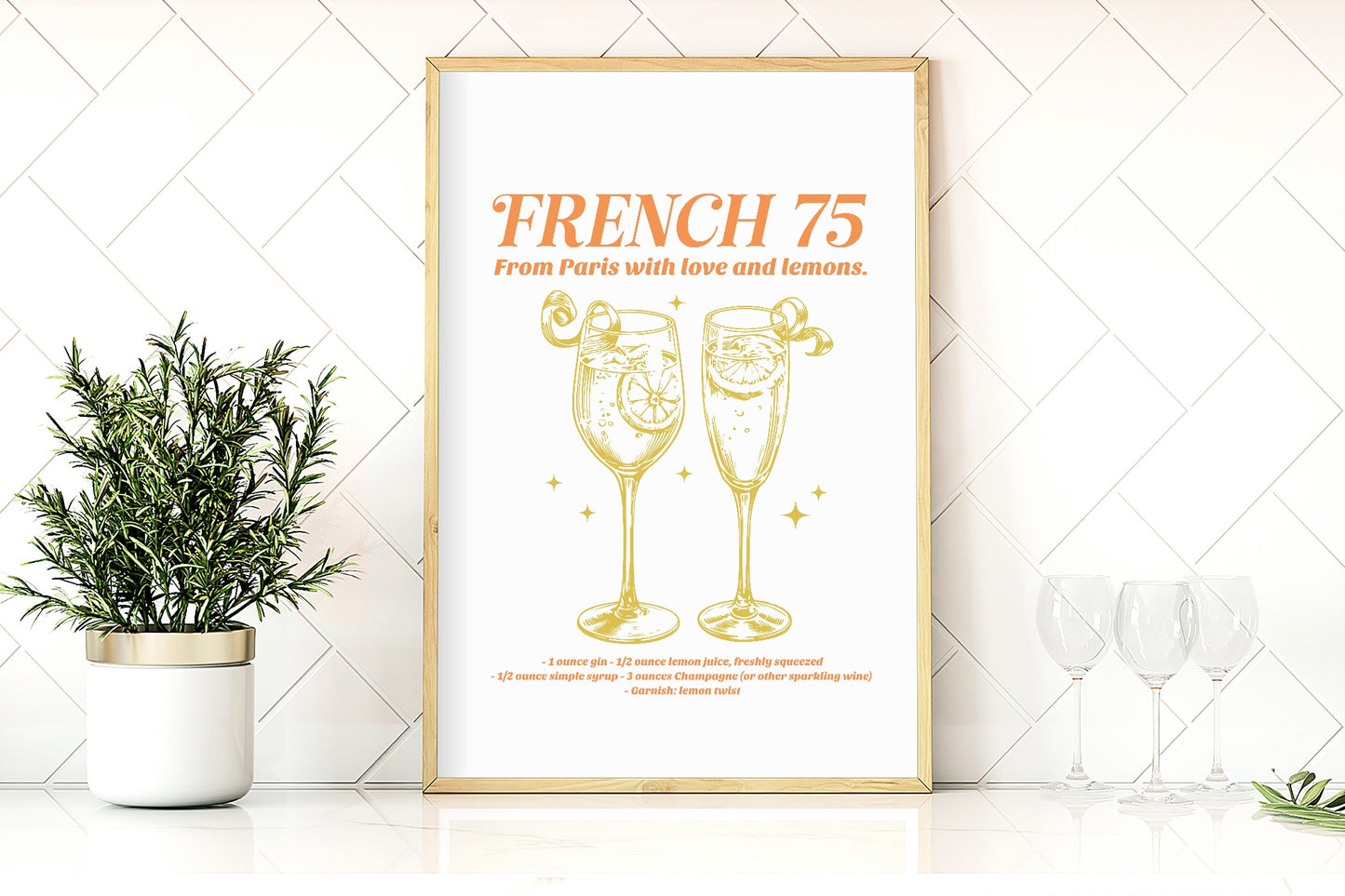 French 75 From Paris With Love And Lemons Print | Cocktail Wall Art