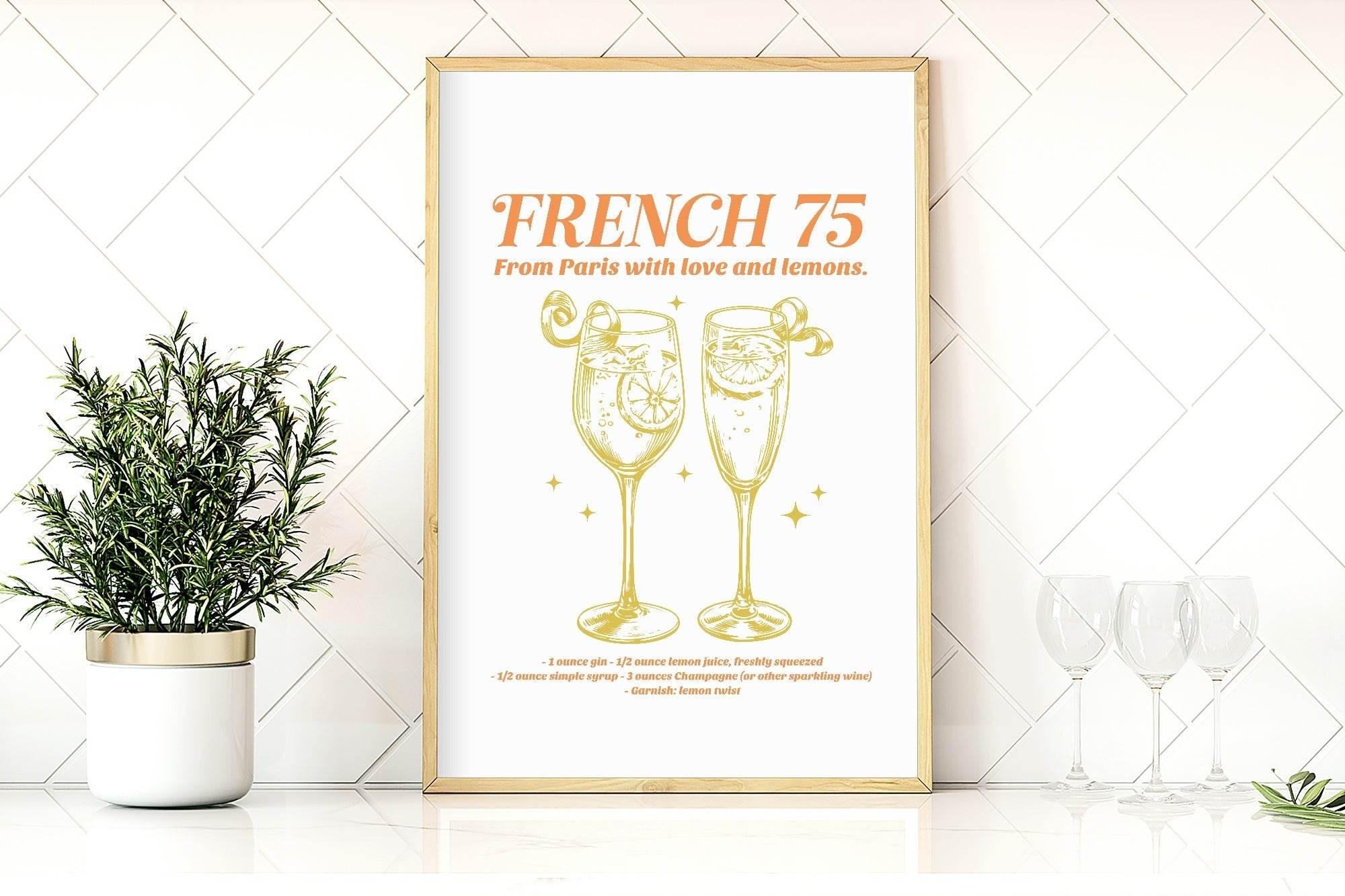 French 75 From Paris With Love And Lemons Print | Cocktail Wall Art - Larosier Prints