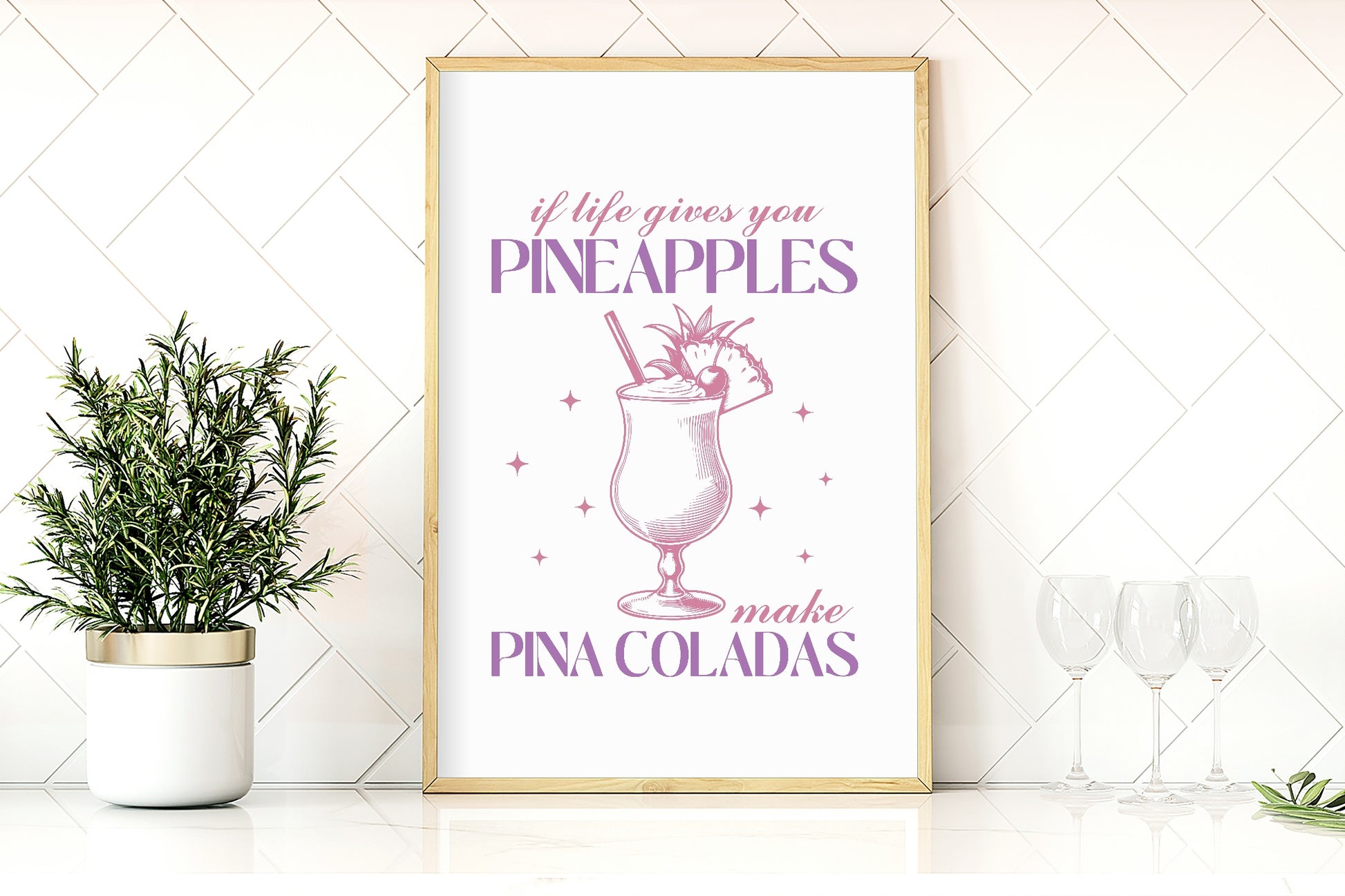 If Life Gives You Pineapples Make Pina Coladas Print | Cocktail Wall Art