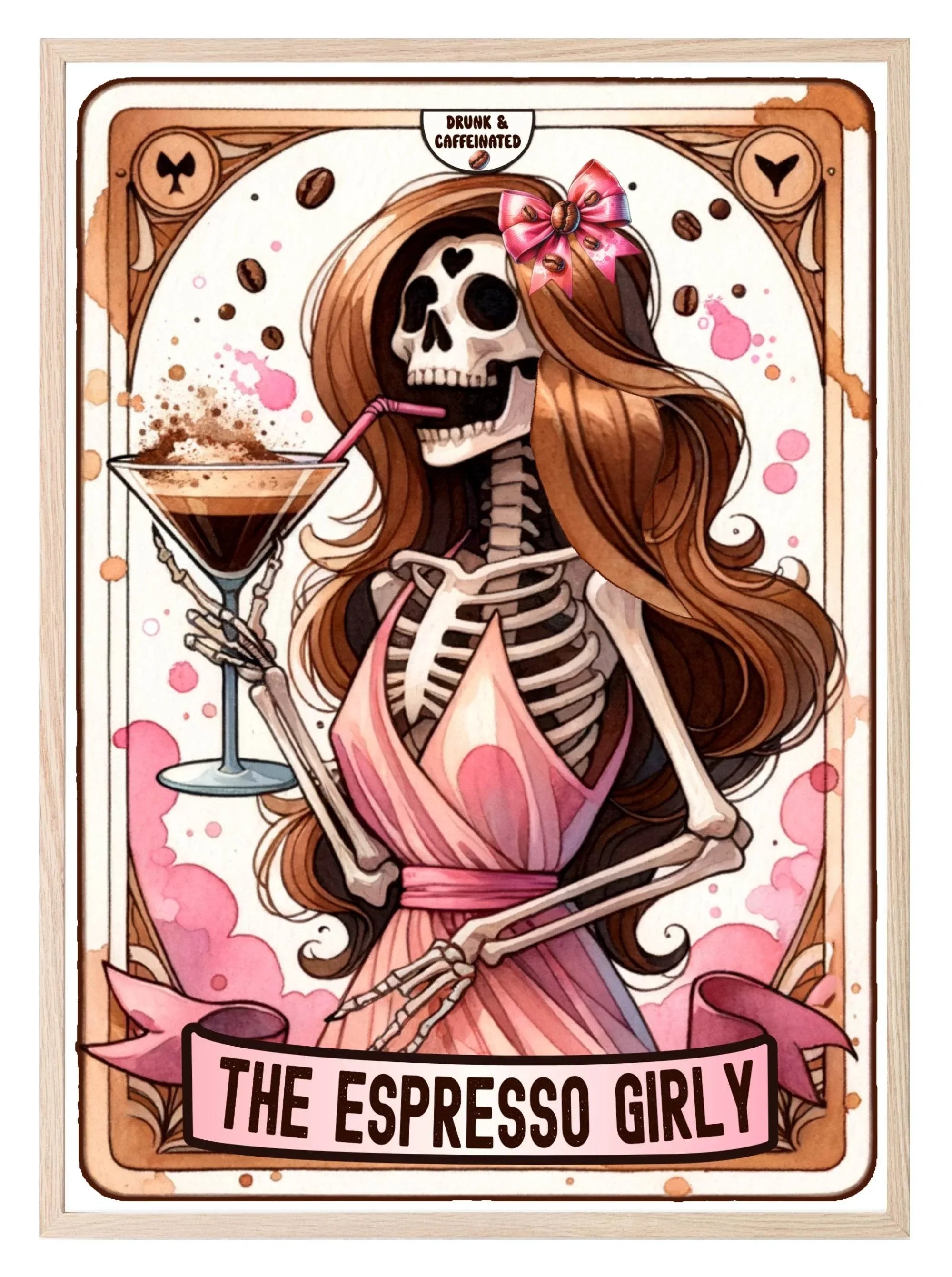 The Espresso Girly Print | Coquette Tarot Card Wall Art - Larosier Prints