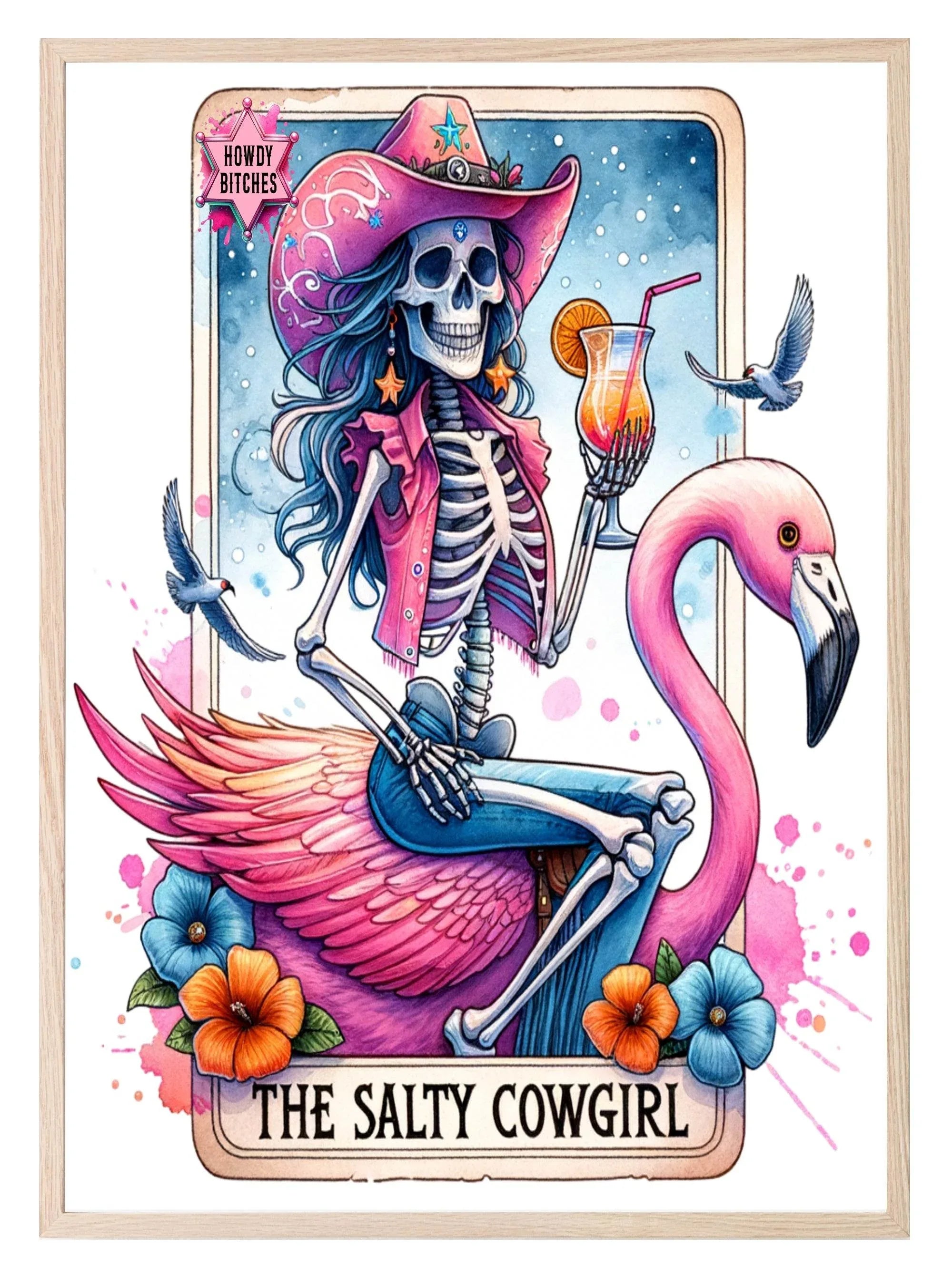 The Salty Cow Girl Print | Tarot Card Wall Art - Larosier Prints