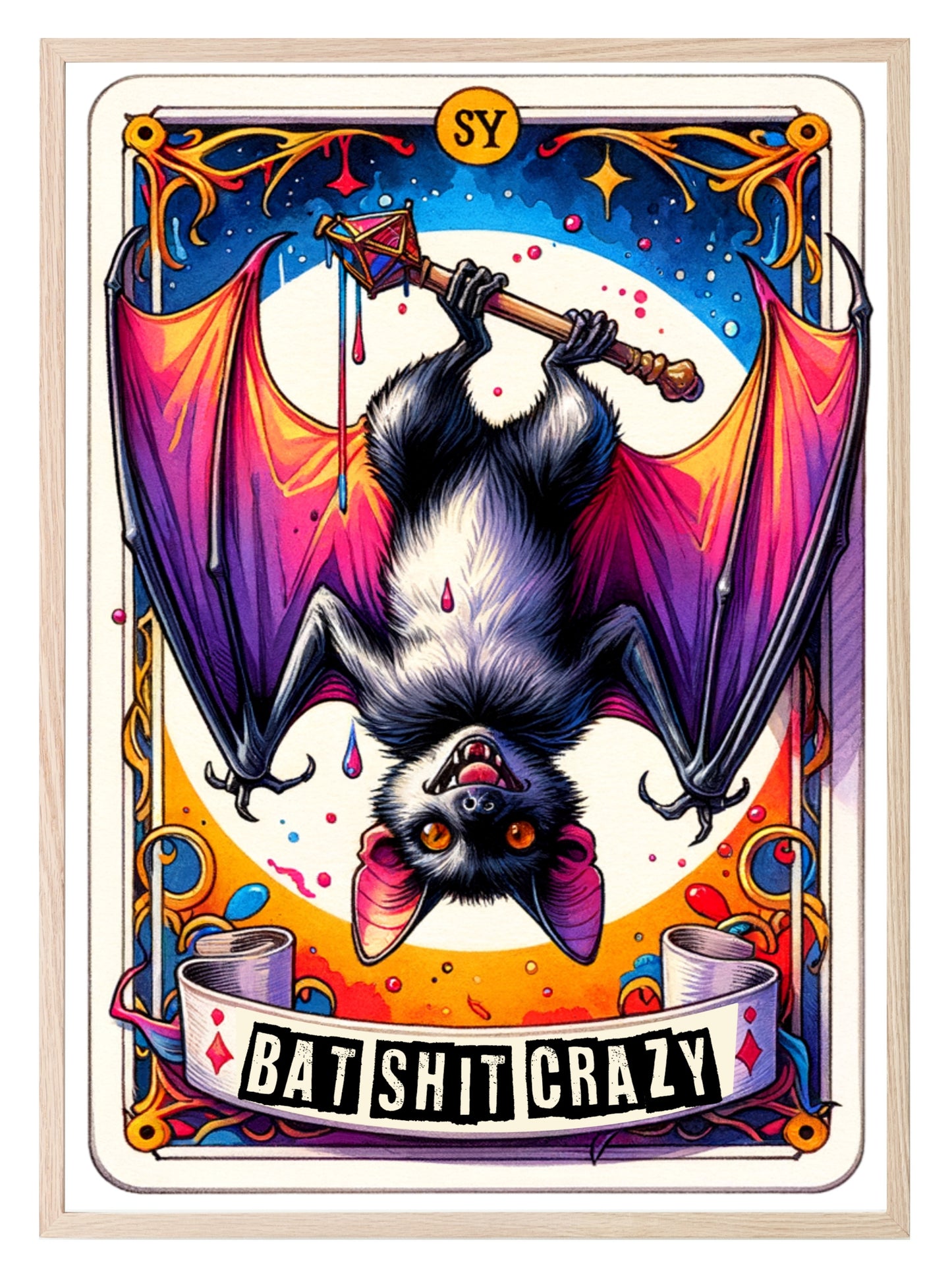 Bat Shit Crazy Print | Tarot Card Wall Art