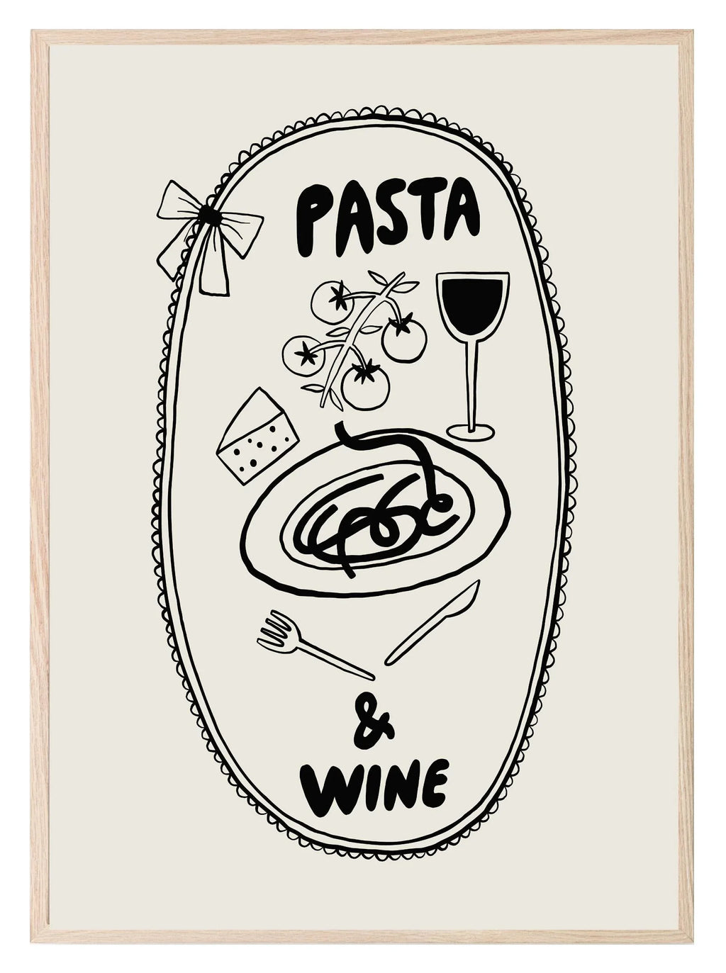 Pasta & Wine Print | Kitchen Wall Art - Larosier Prints