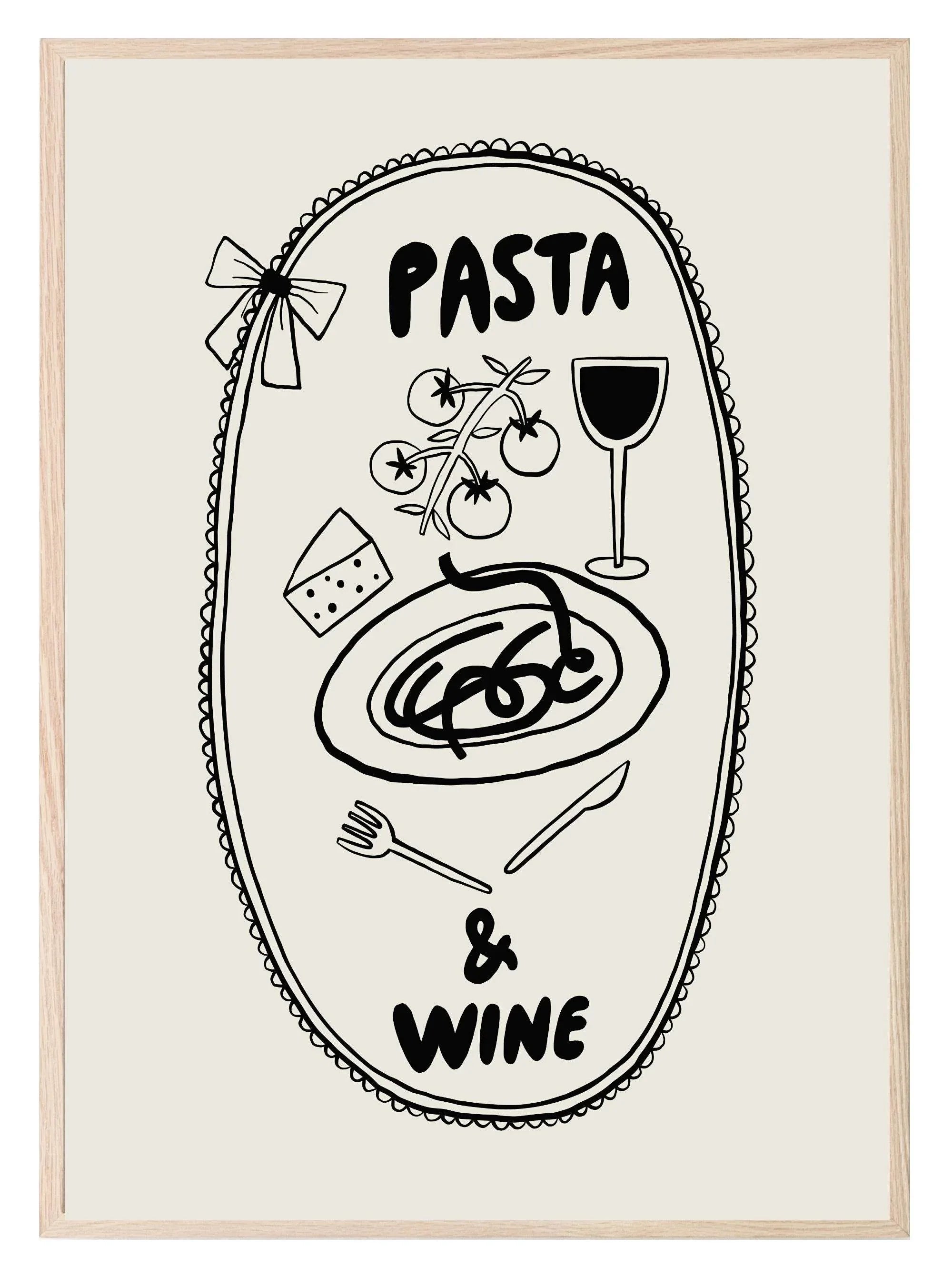 Pasta & Wine Print | Kitchen Wall Art - Larosier Prints