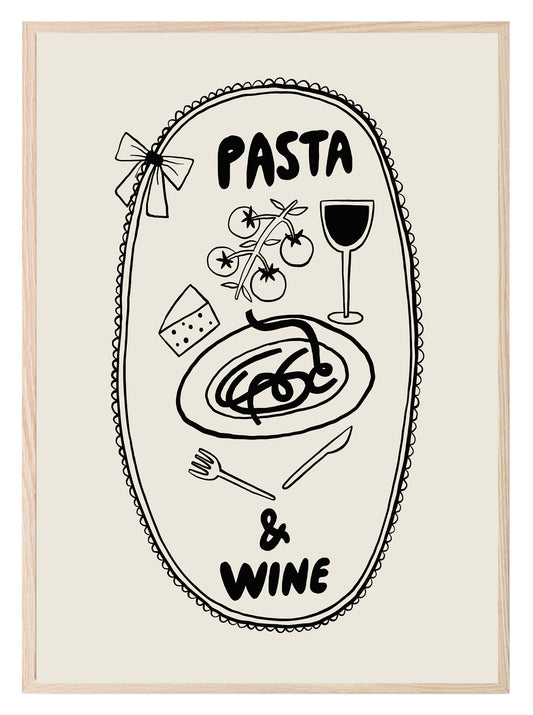 Pasta & Wine Print | Kitchen Wall Art