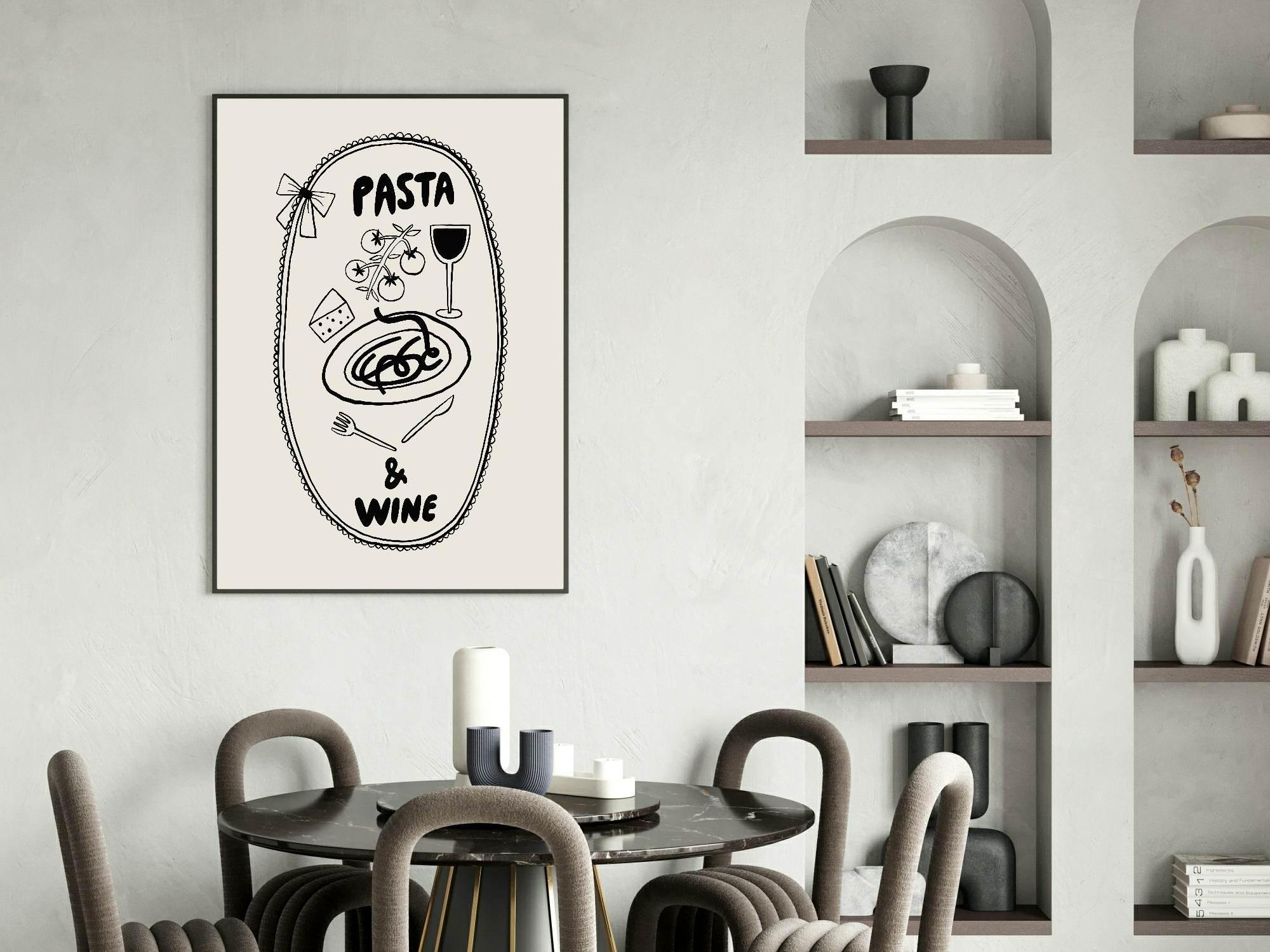 Pasta & Wine Print | Kitchen Wall Art - Larosier Prints