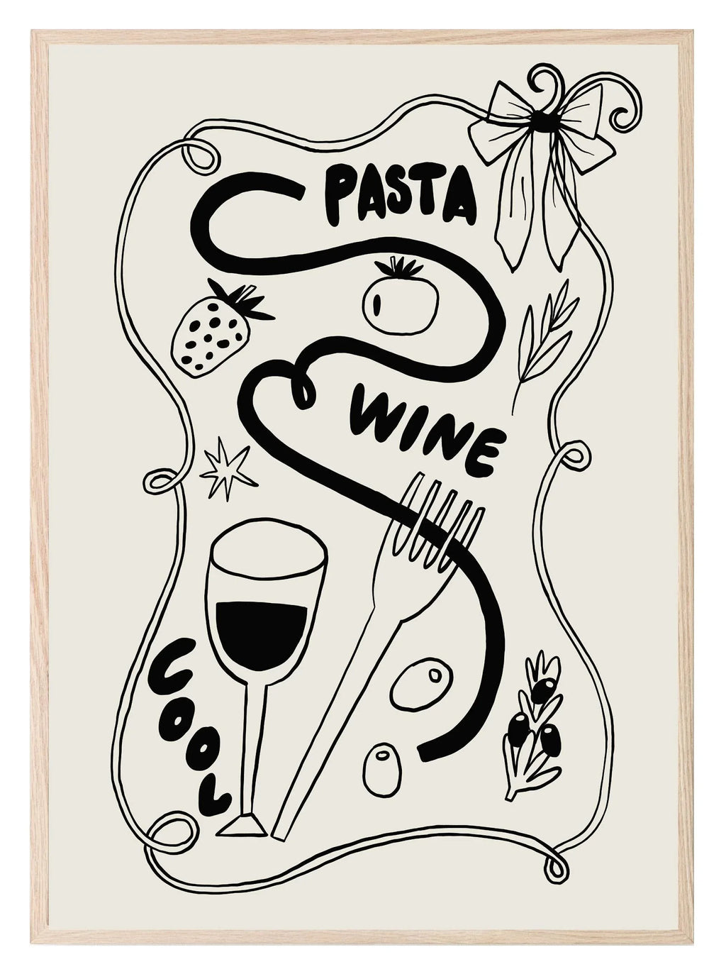 Pasta & Wine Abstract Print | Kitchen Wall Art - Larosier Prints