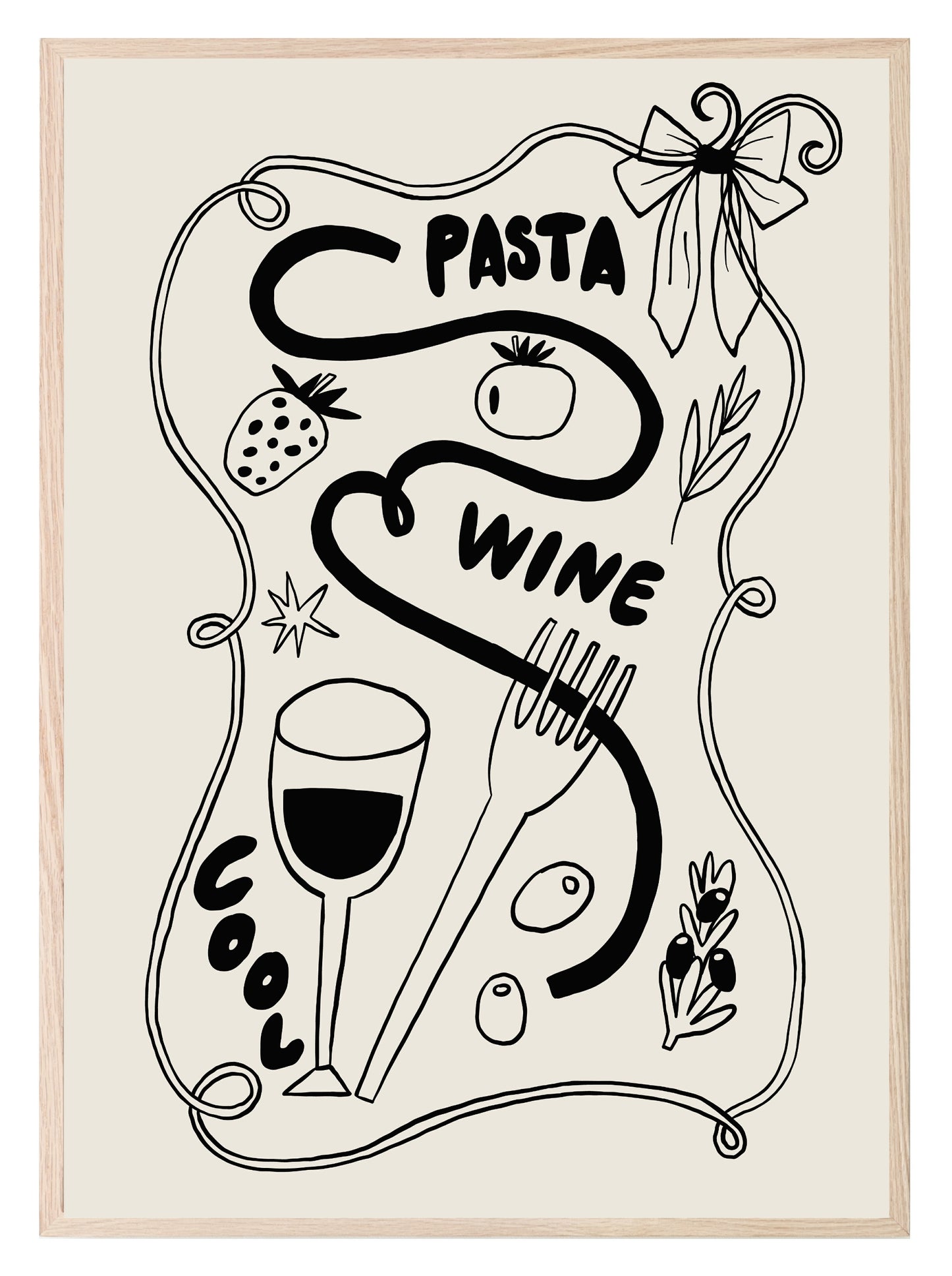 Pasta & Wine Abstract Print | Kitchen Wall Art