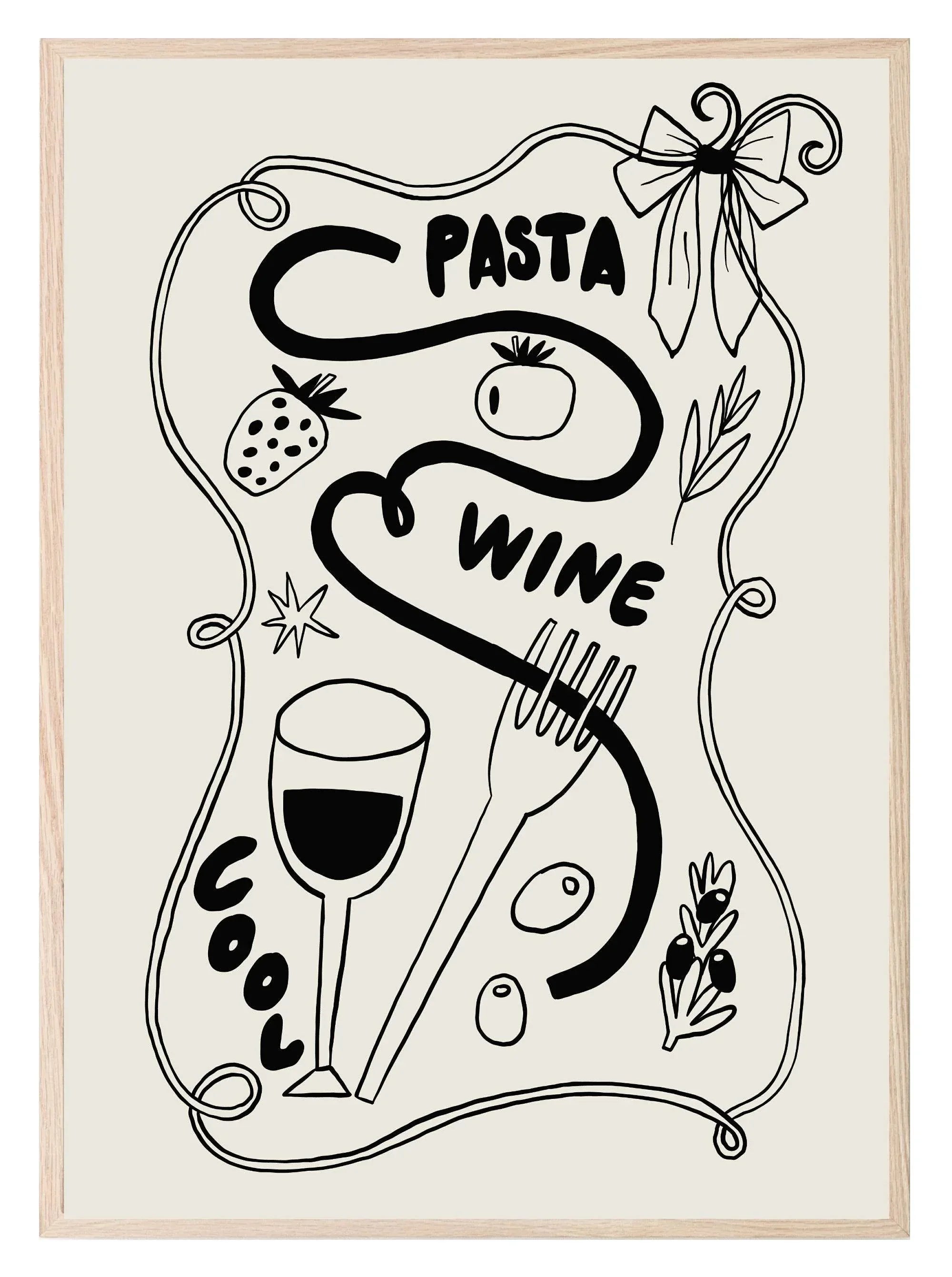Pasta & Wine Abstract Print | Kitchen Wall Art - Larosier Prints