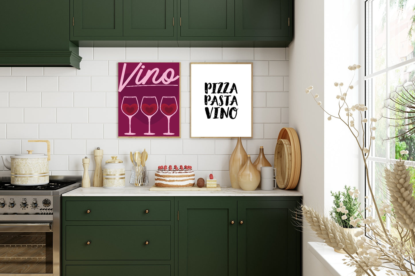 Vino Print | Hearts | Kitchen Wall Art