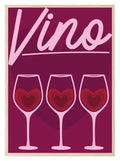 Vino Print | Hearts | Kitchen Wall Art - Larosier Prints
