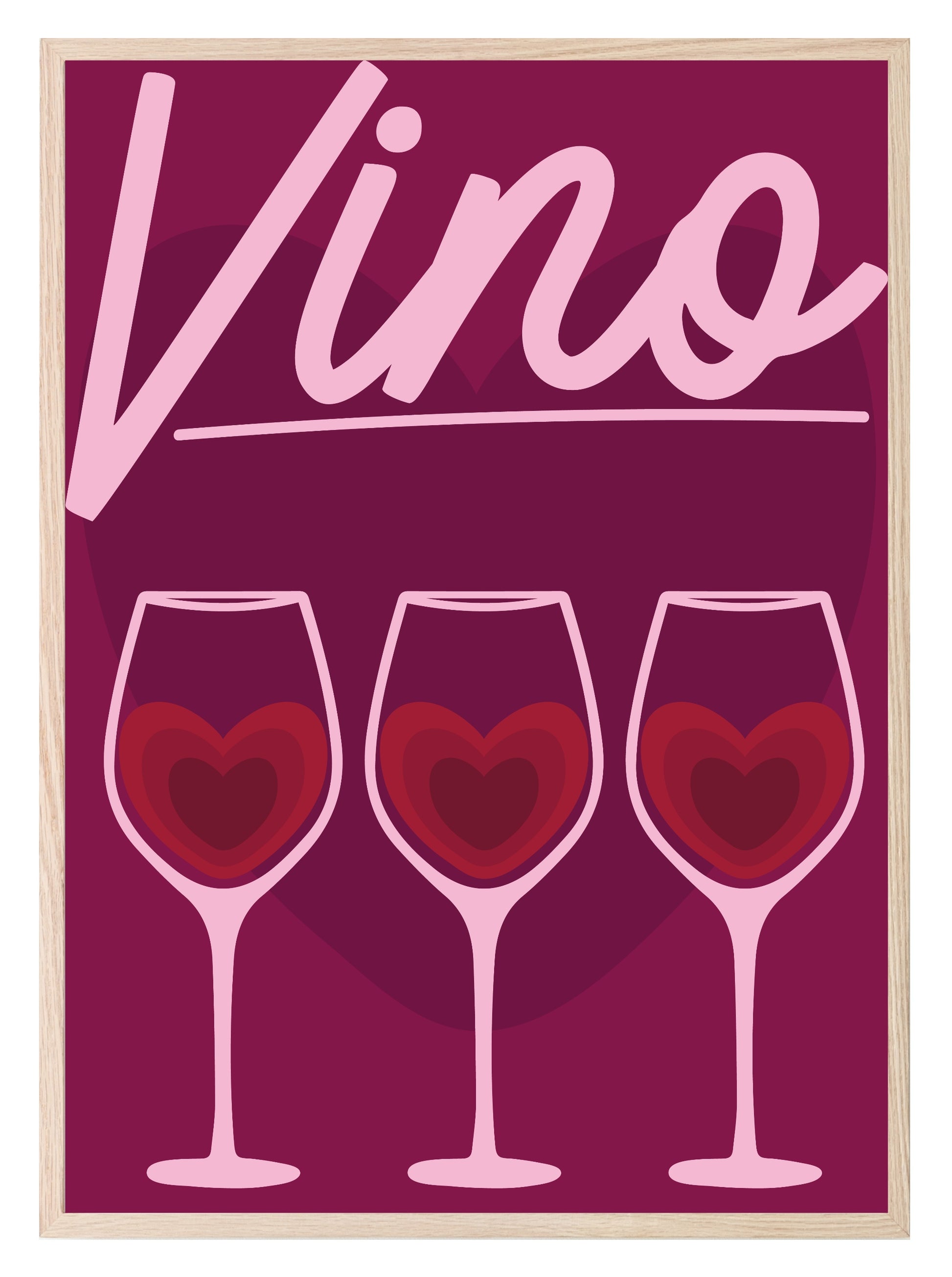 Vino Print | Hearts | Kitchen Wall Art