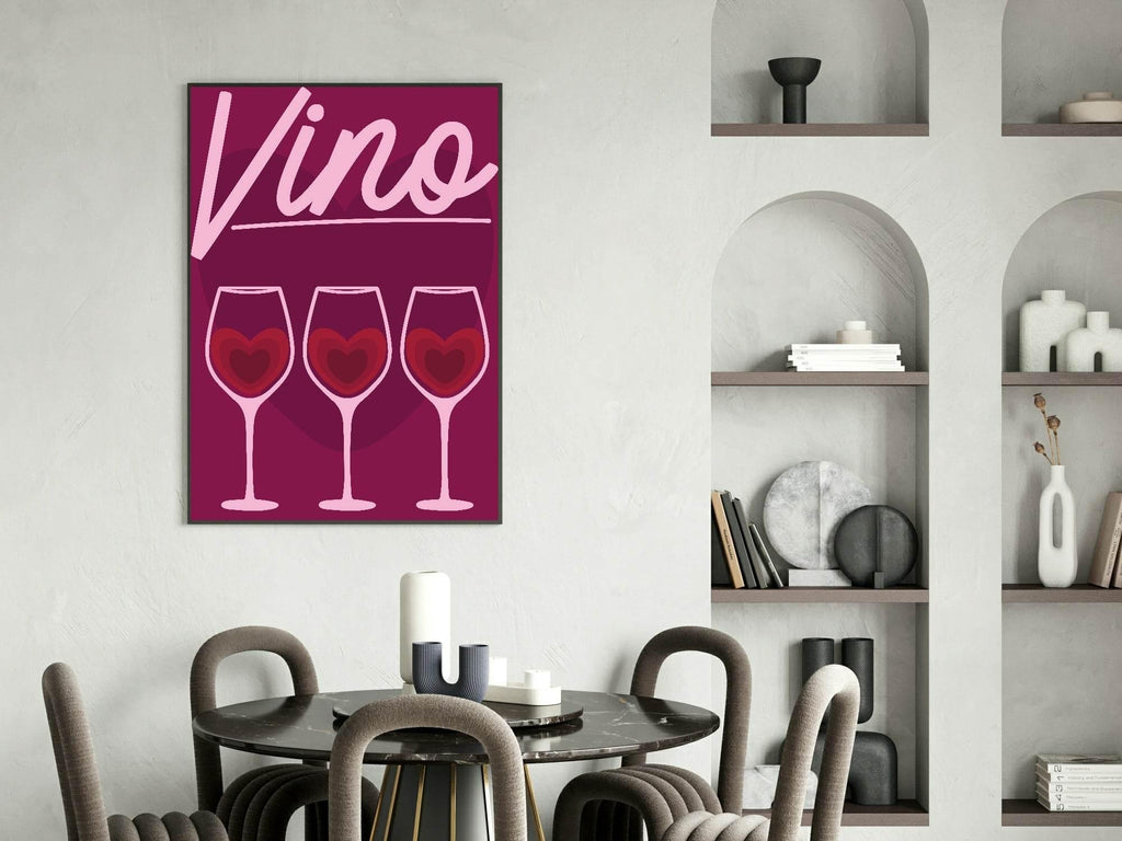 Vino Print | Hearts | Kitchen Wall Art - Larosier Prints