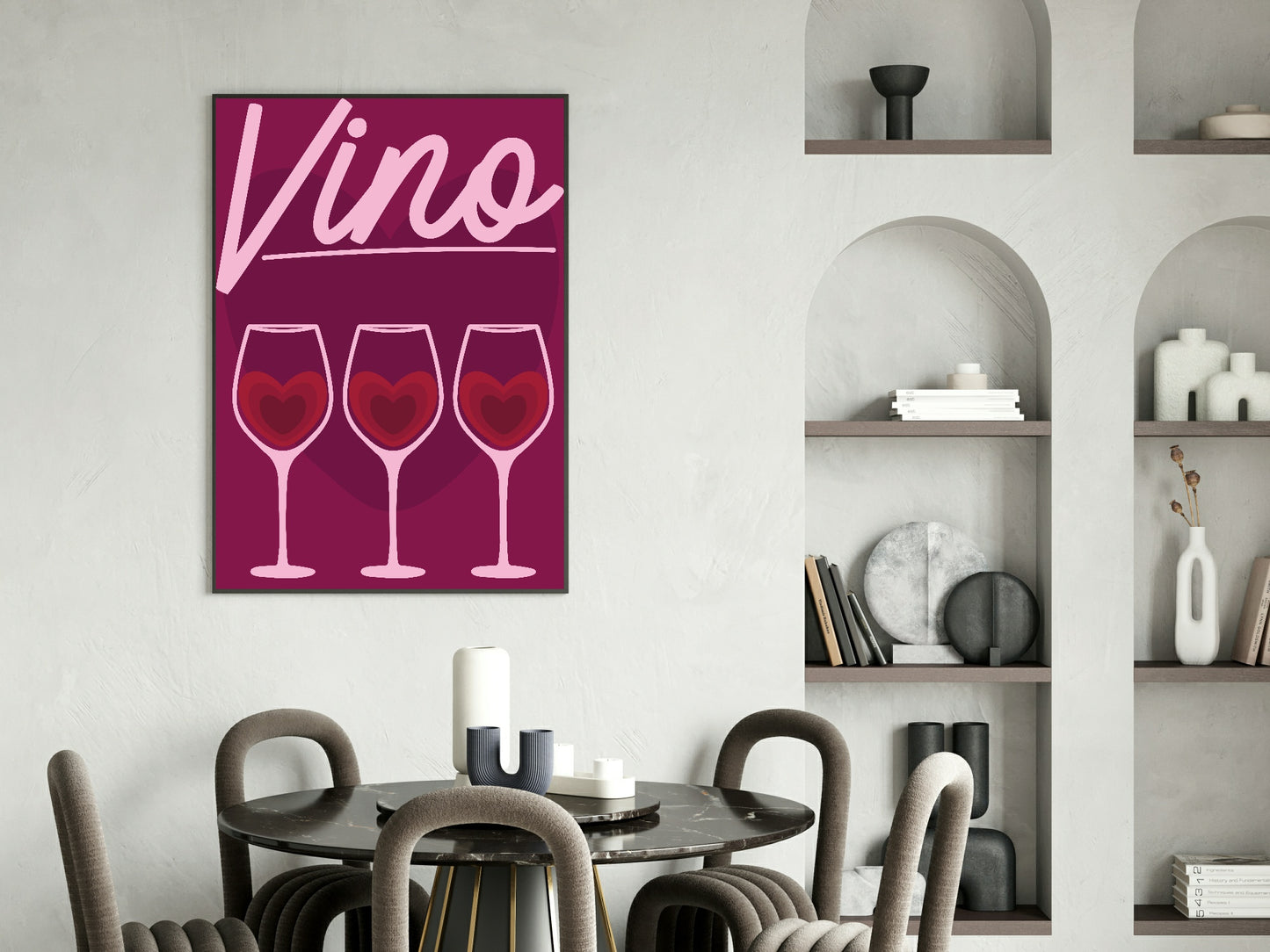 Vino Print | Hearts | Kitchen Wall Art