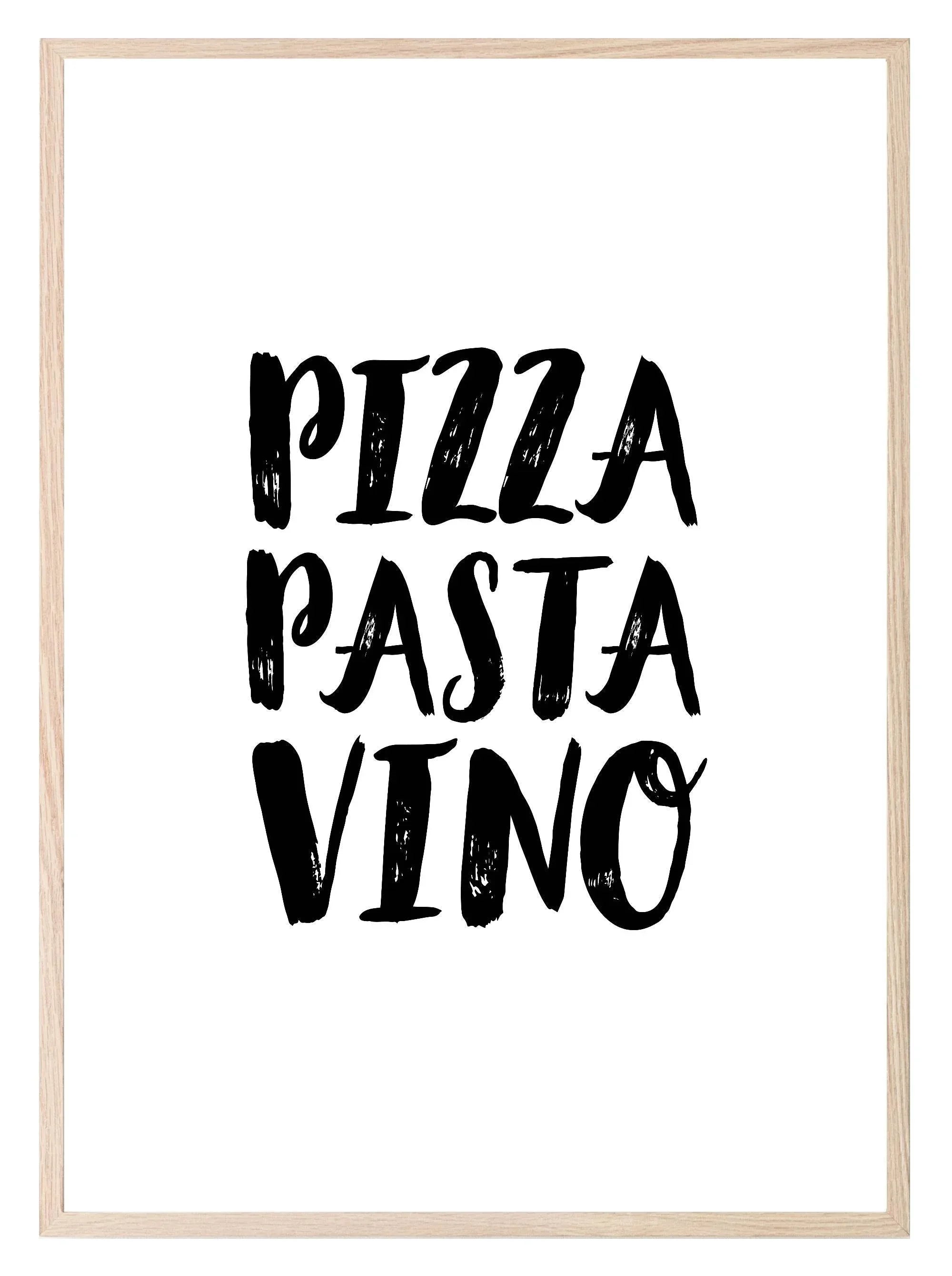Pizza Pasta Vino Print | Kitchen Wall Art - Larosier Prints