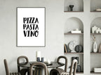 Pizza Pasta Vino Print | Kitchen Wall Art - Larosier Prints