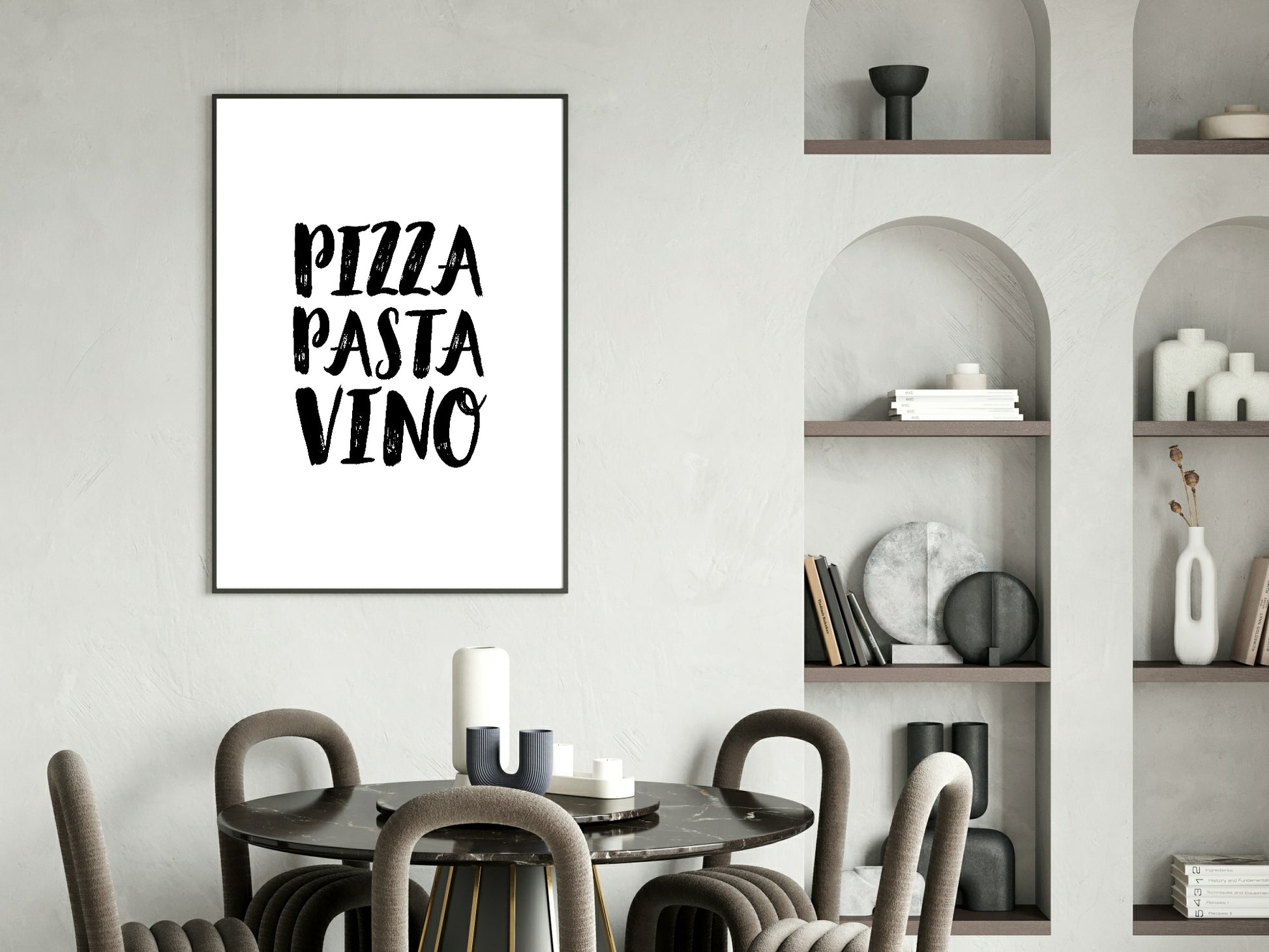 Pizza Pasta Vino Print | Kitchen Wall Art