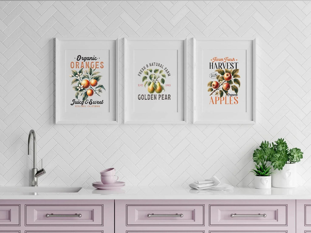 Farm Fresh Harvest Organic Apples Print | Locally Grown | Botanical Wall Art - Larosier Prints