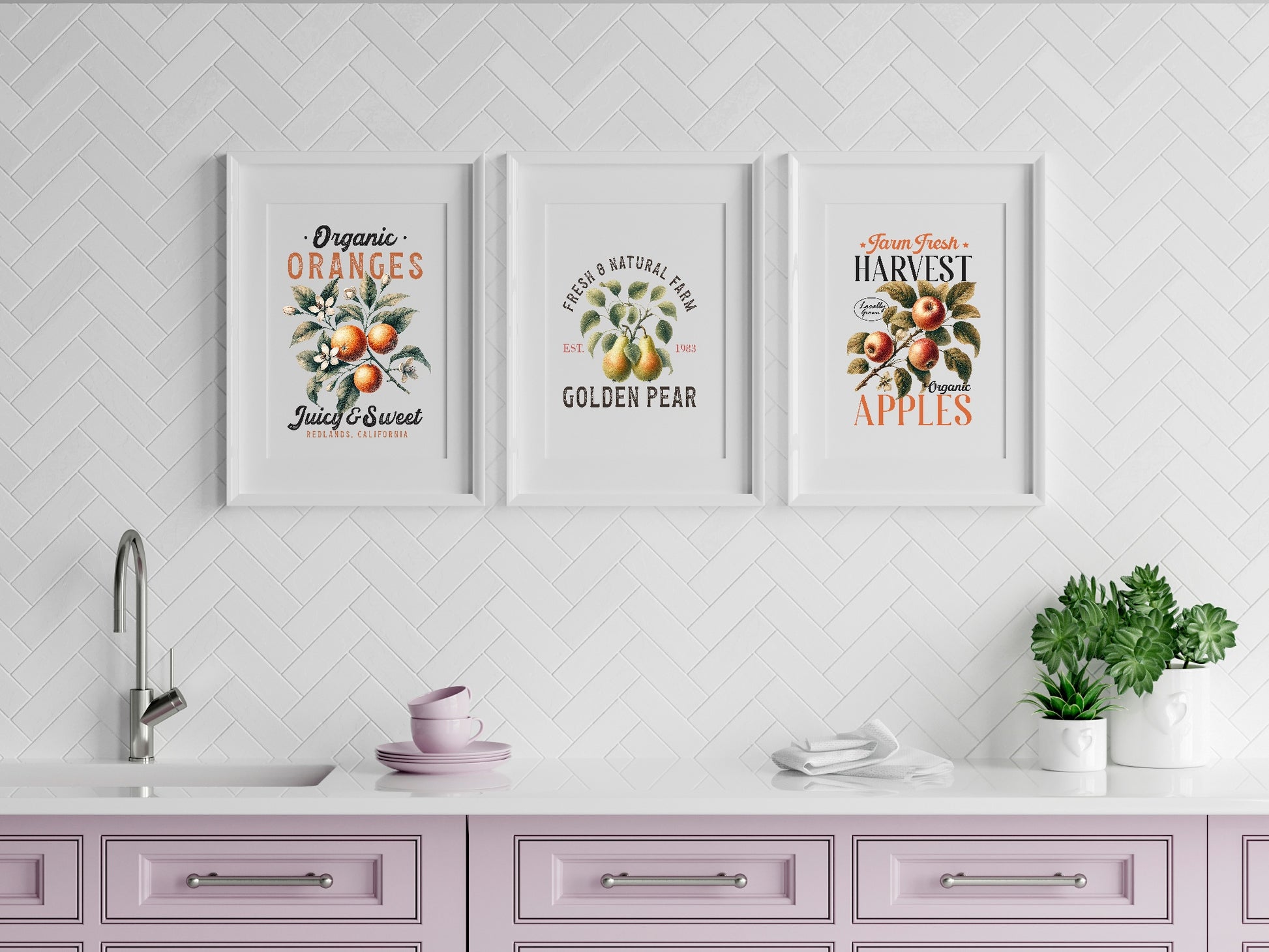 Farm Fresh Harvest Organic Apples Print | Locally Grown | Botanical Wall Art