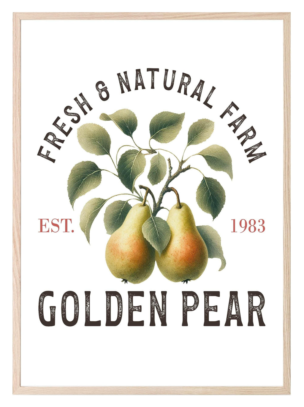 Golden Pear Print | Fresh & Natural Farm | Botanical Wall Art - Larosier Prints