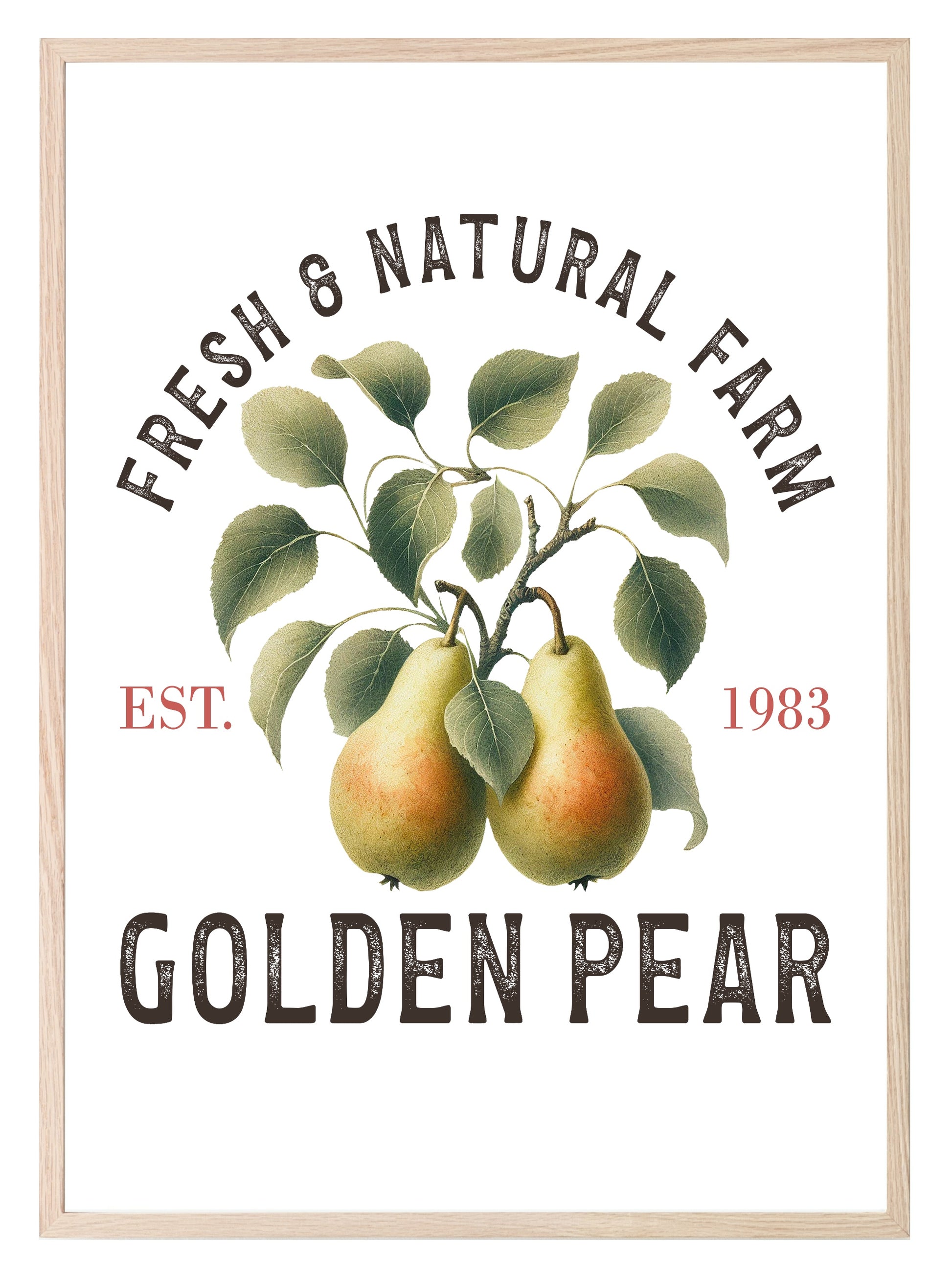 Golden Pear Print | Fresh & Natural Farm | Botanical Wall Art