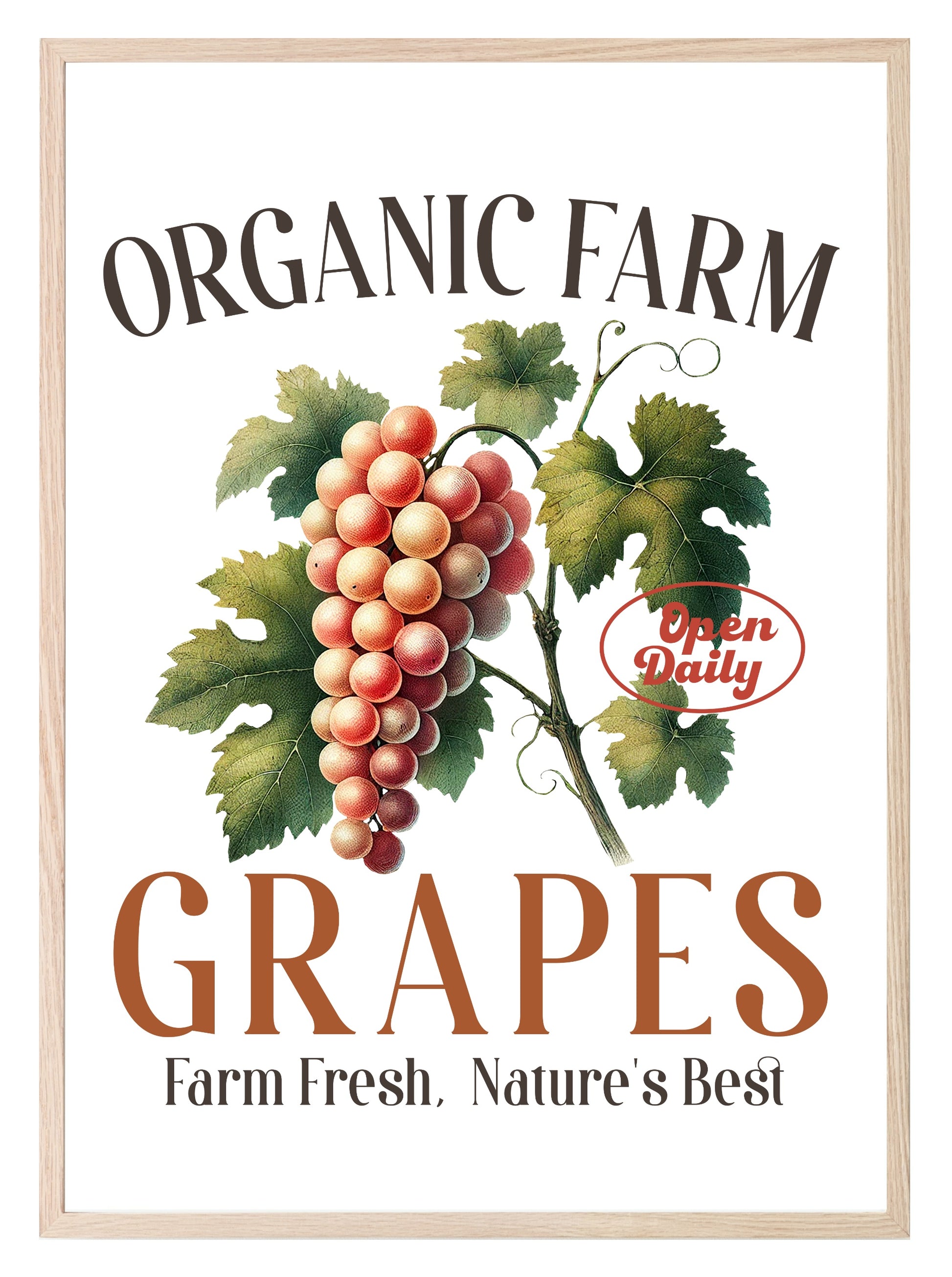 Organic Grapes Print | Farm Fresh, Nature's Best | Botanical Wall Art