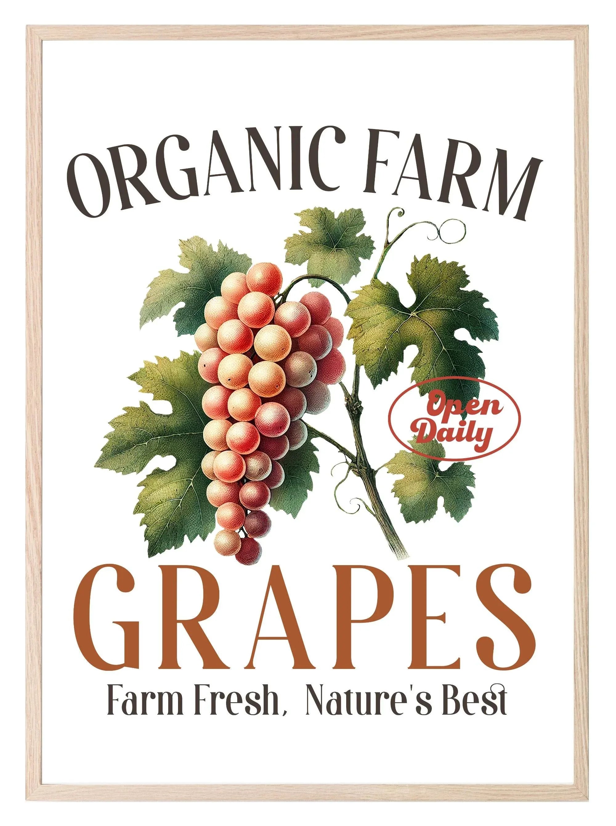 Organic Grapes Print | Farm Fresh, Nature's Best | Botanical Wall Art - Larosier Prints