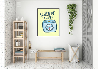 Go Laundry Go Happy Print | Laundry Wall Art