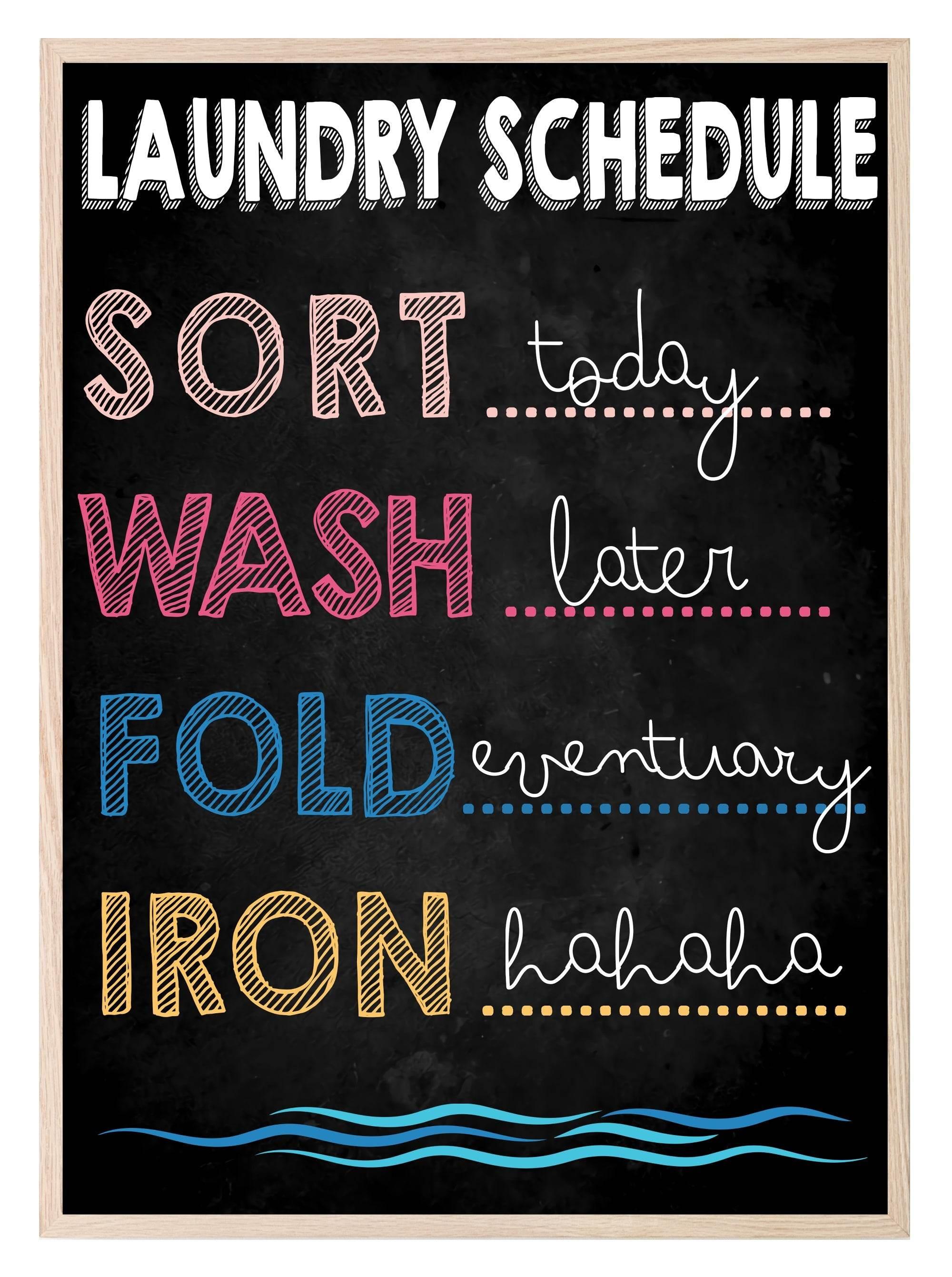 Laundry Schedule Print | Laundry Wall Art - Larosier Prints