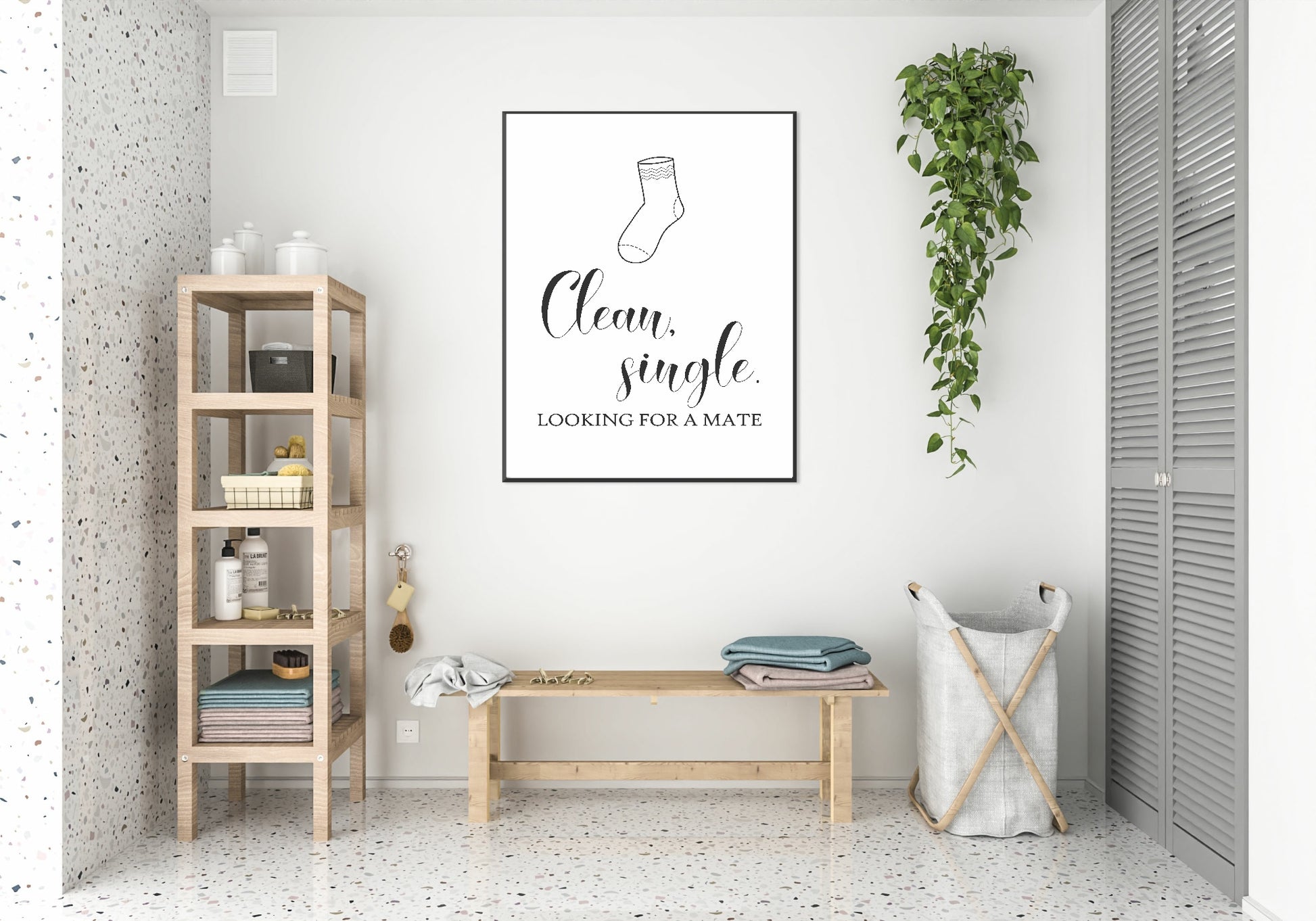 Clean, Single Print | Looking For A Mate | Laundry Wall Art