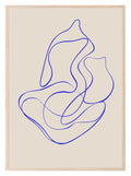 Blue Line Drawing Print | Beige | Line Art - Larosier Prints