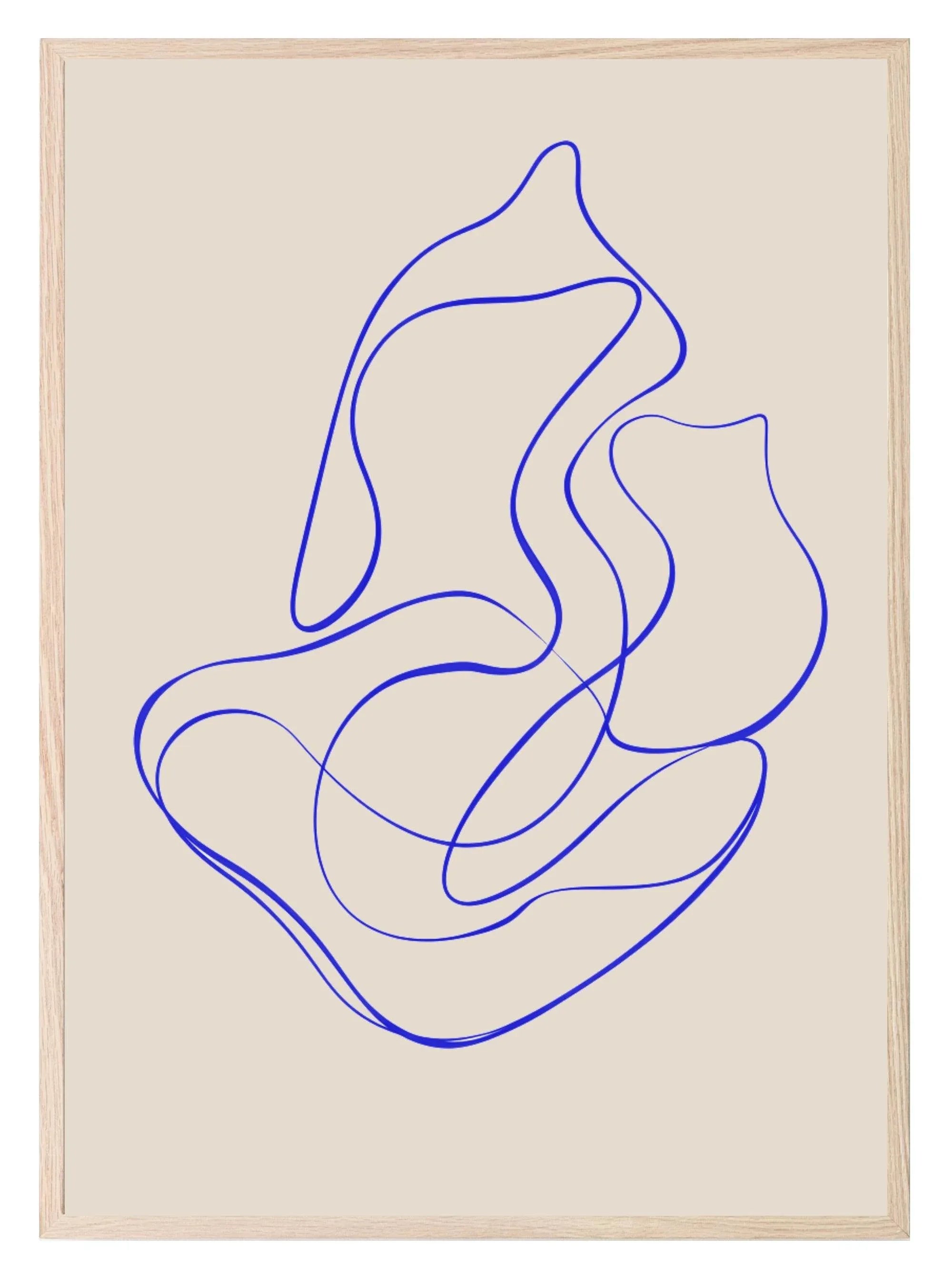 Blue Line Drawing Print | Beige | Line Art - Larosier Prints