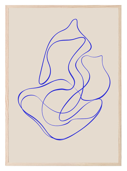 Blue Line Drawing Print | Beige | Line Art