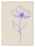 Flower Print | Blue Line Drawing | Beige | Line Art - Larosier Prints