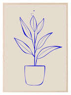 Plant Print | Blue Line Drawing | Beige | Line Art - Larosier Prints